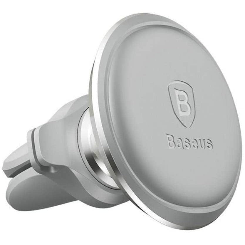 Baseus Magnetic Air Vent Car Mount Holder With Cable Clip - Silver