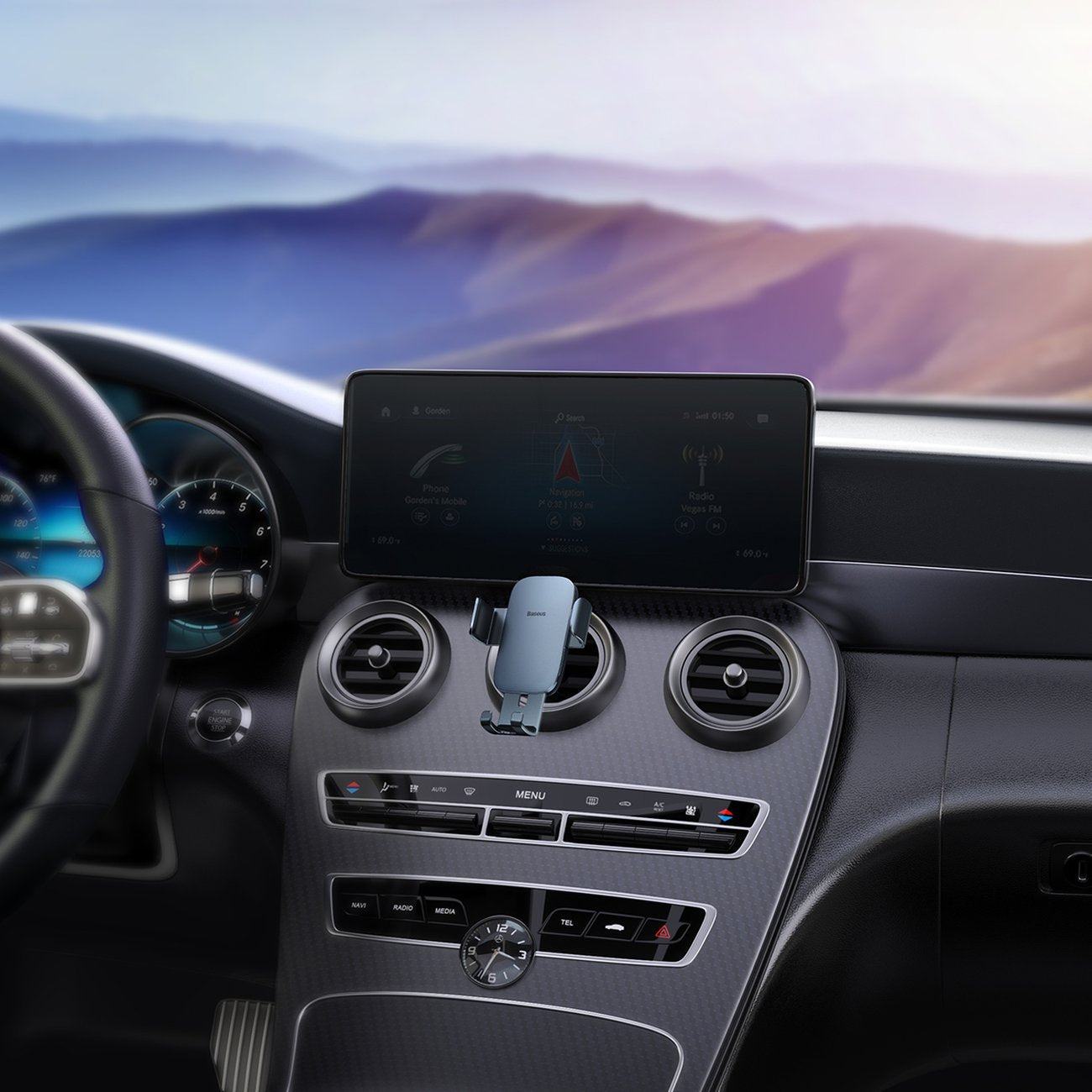 Baseus Metal Age II Gravity Holder for Round Car Air Vent - Dark Grey