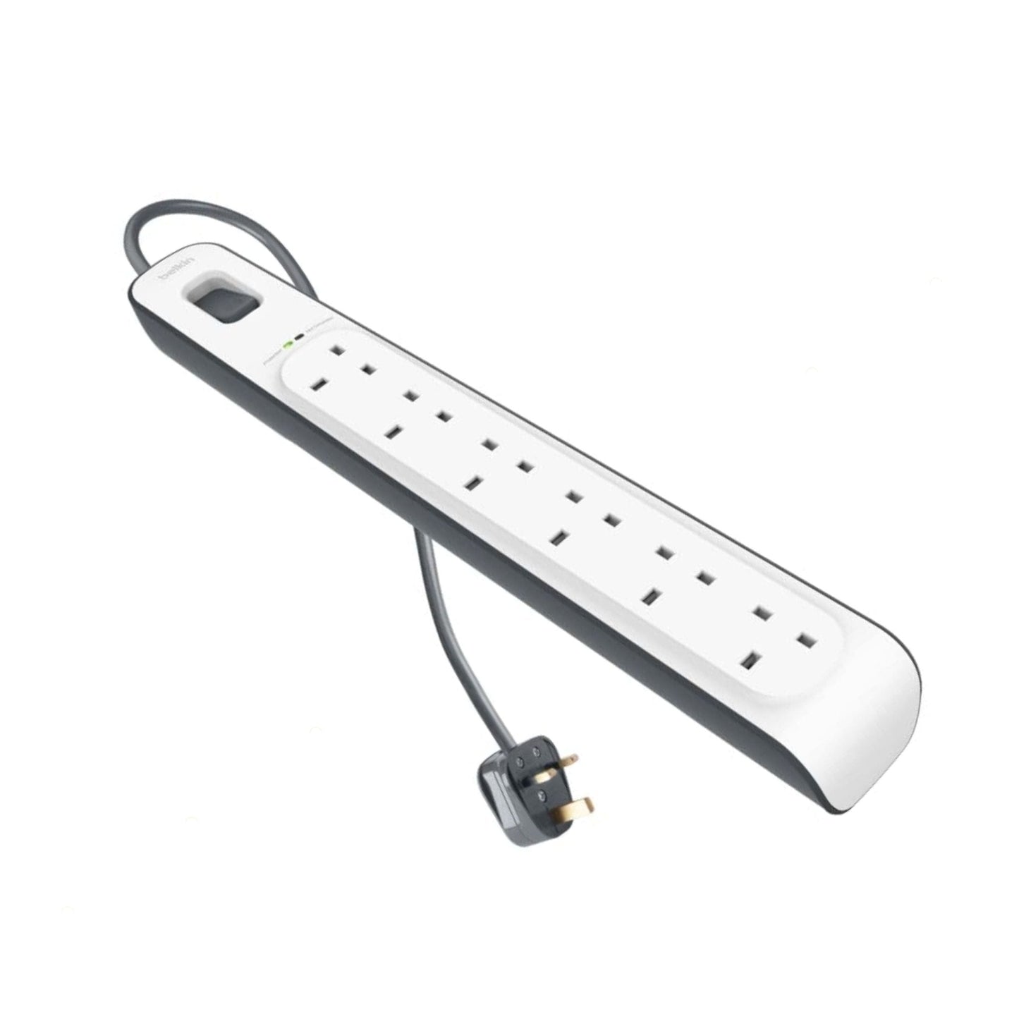 Belkin 6 Plug 2m Surge Protection Extension Lead Strip - White