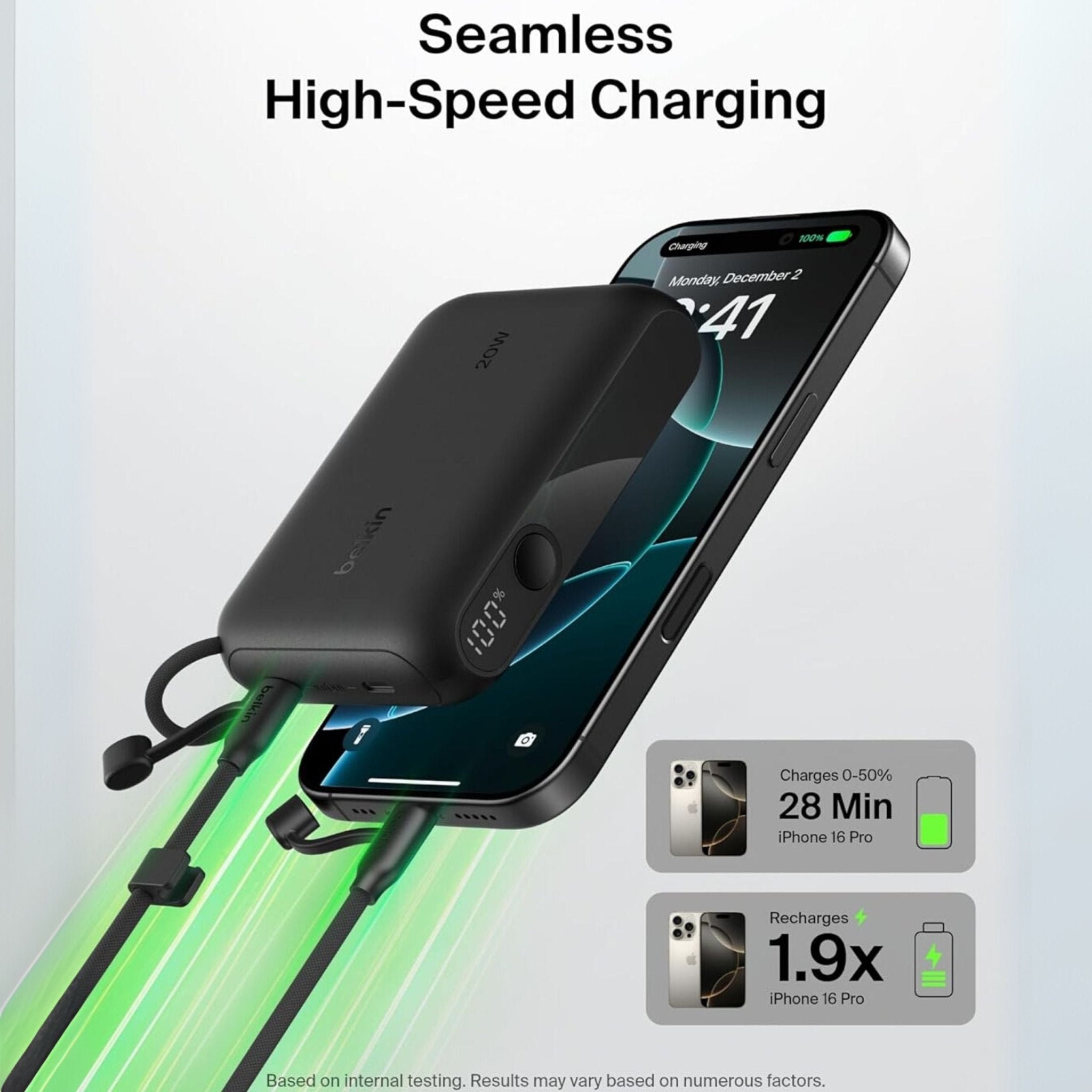 Belkin BoostCharge 20W Fast Charging Power Bank WithType-C Cable 10,000mAh - Black