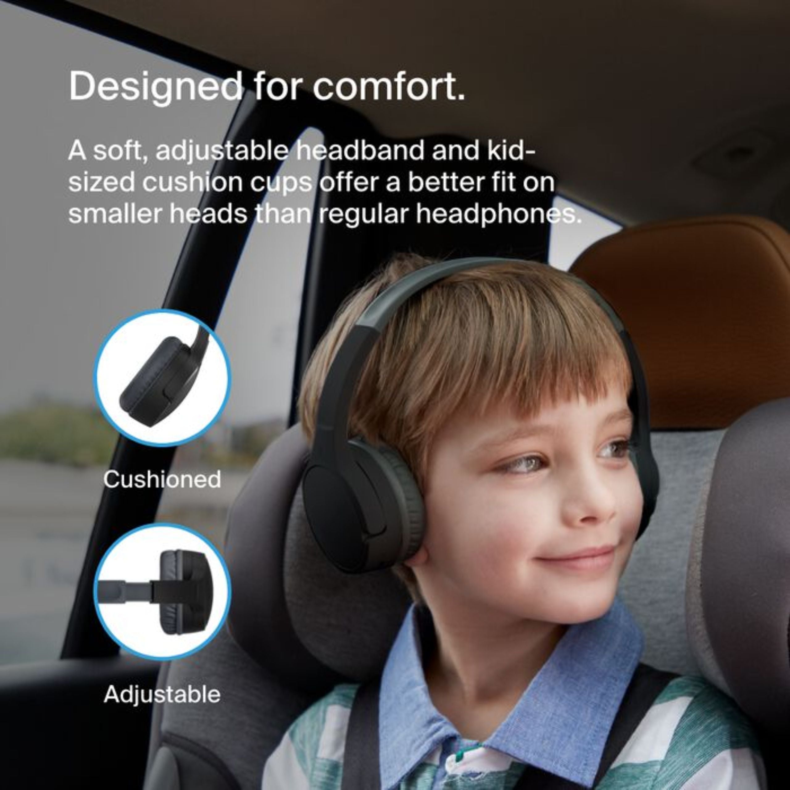 Belkin SoundForm Mini Wireless On-Ear Headphones for Kids - Black