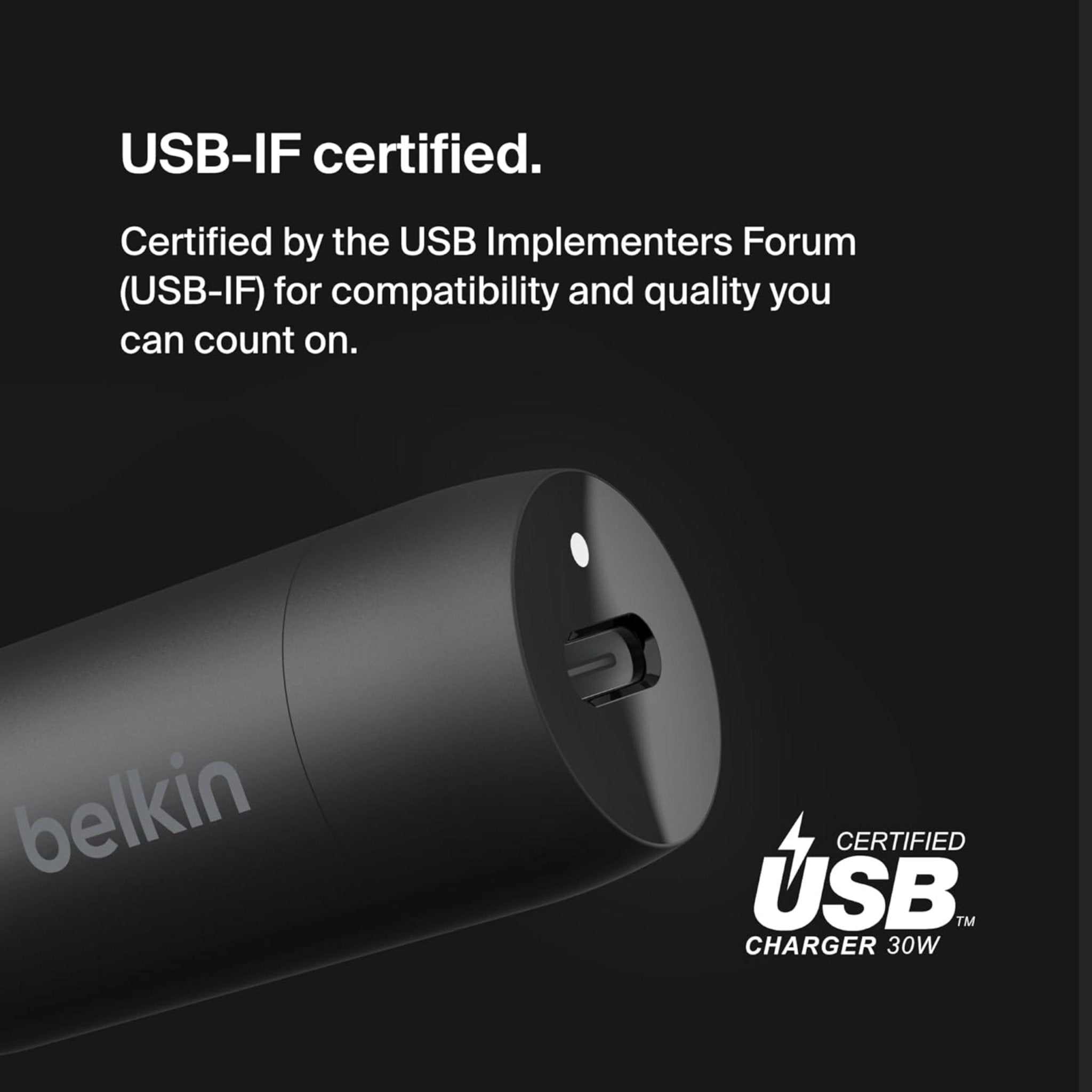 Belkin USB-C Car Charger With PPS 30W +USB-C -USB-C Cable - Black
