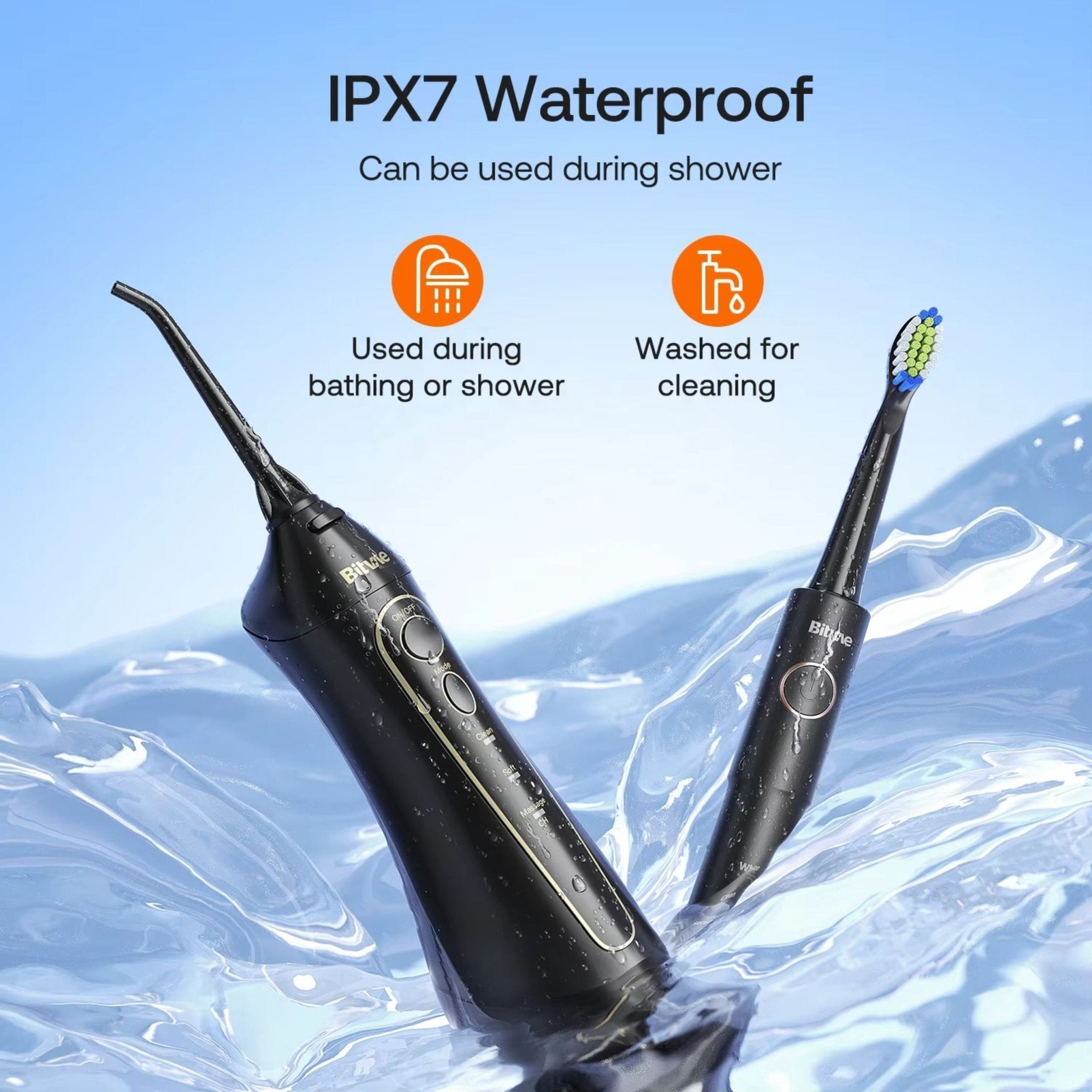 Bitvae Oral Care E11 Electric Toothbrush and F5020E Oral Irrigator - Black