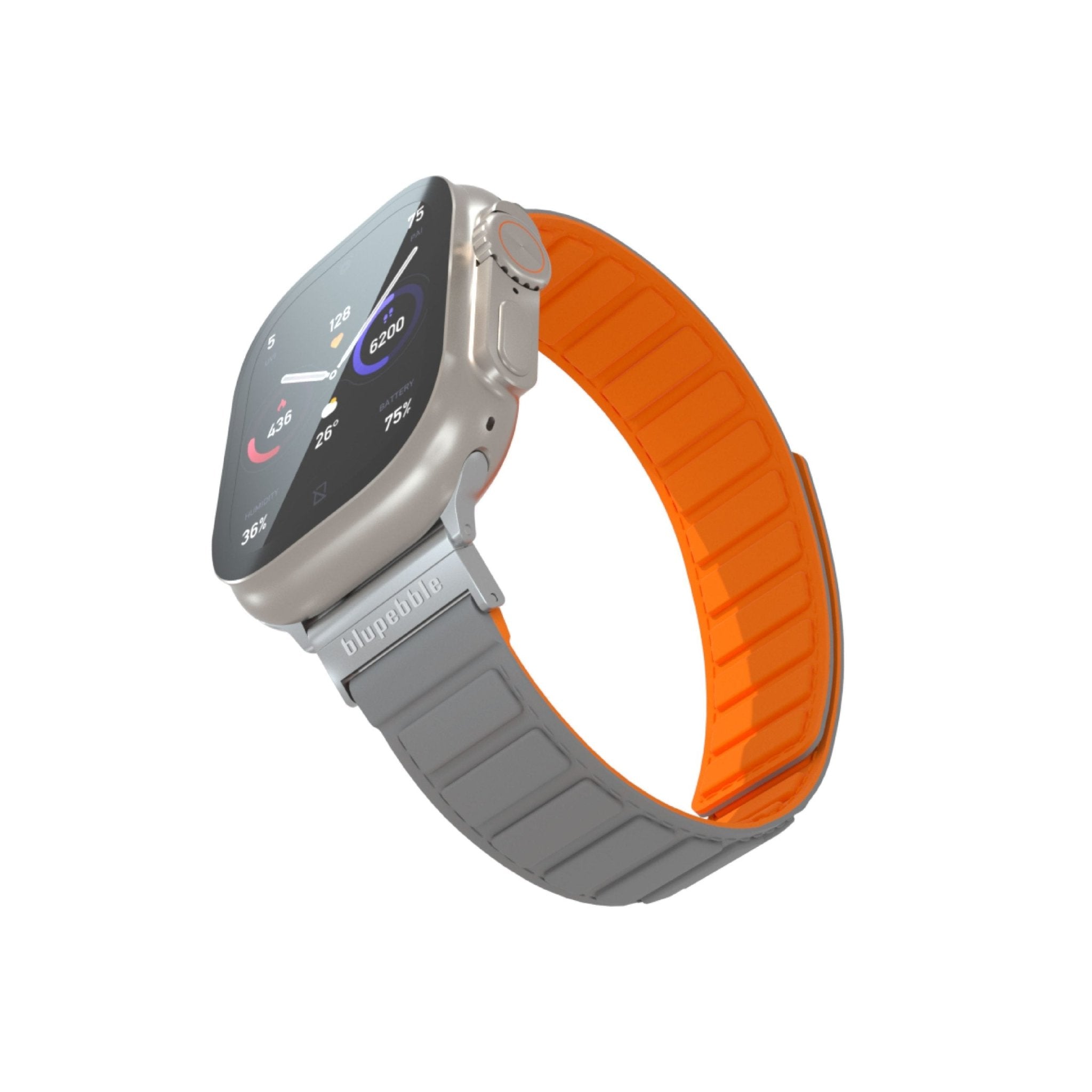 Blupebble Silicone Reversible Magnetic Strap - Gray/Orange