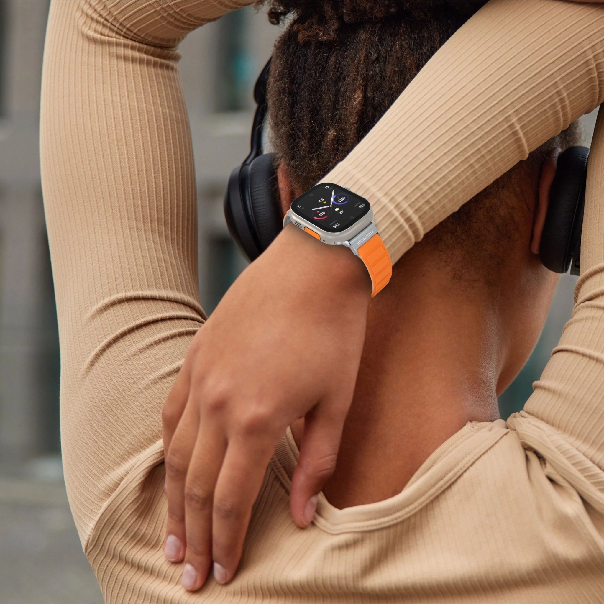 Blupebble Silicone Reversible Magnetic Strap - Gray/Orange