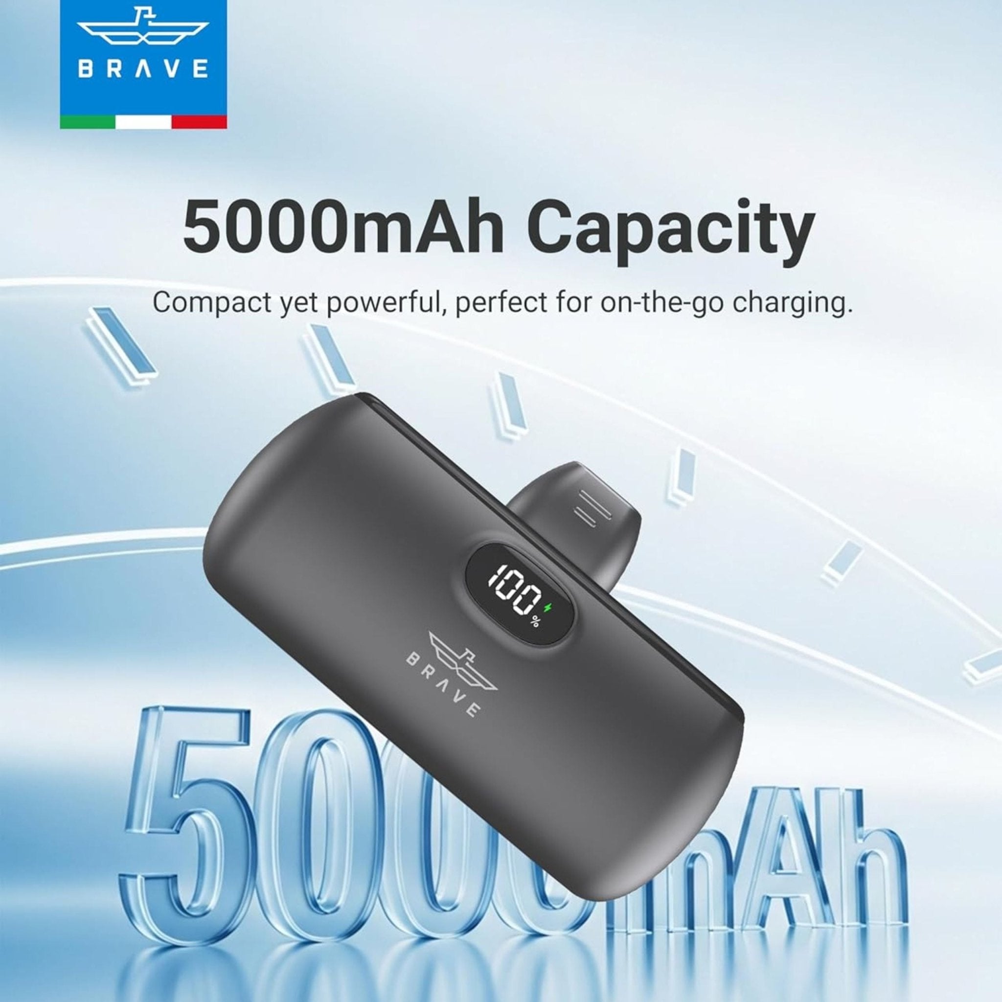 Brave 5000mAh Pocket Pro Mini Portable Power Bank 20W Type-C Connector BP-29 - Black