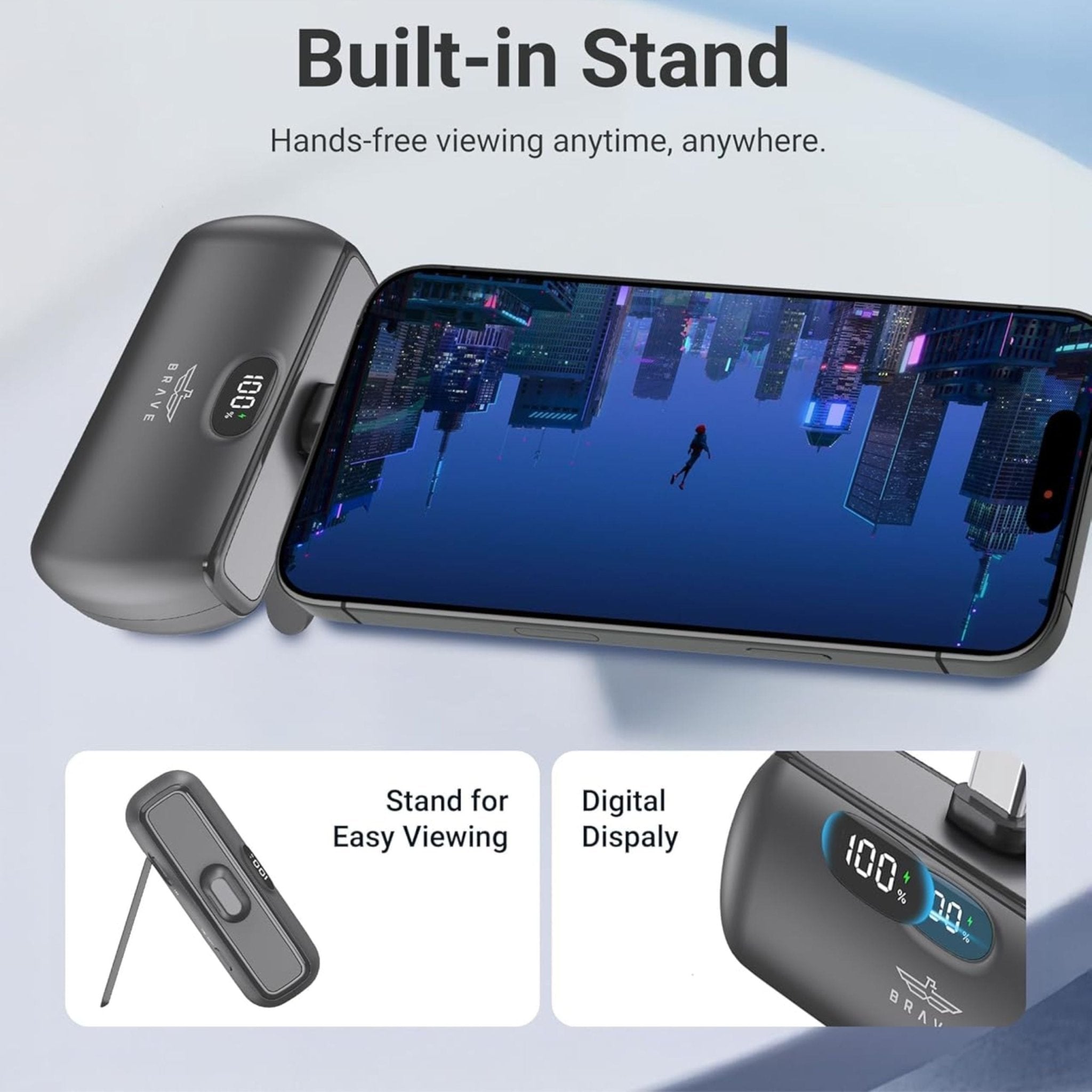 Brave 5000mAh Pocket Pro Mini Portable Power Bank 20W Type-C Connector BP-29 - Black