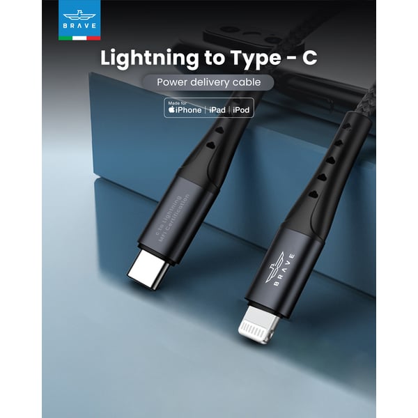 Brave Type-C To Lightning Cable 1.0m - Black
