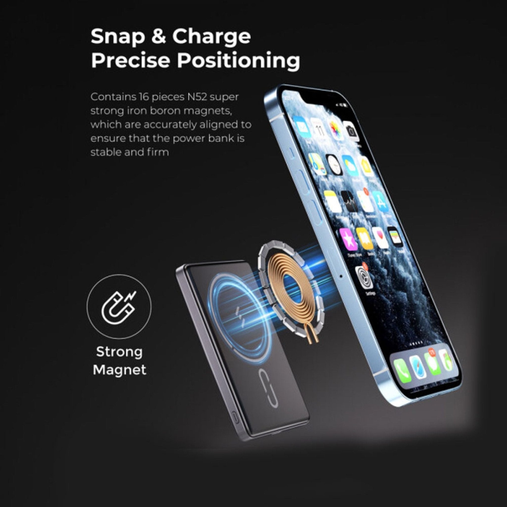 Brave Ultra Slim 5000mAh Magnetic Wireless Power Bank 20W With Stand - Black