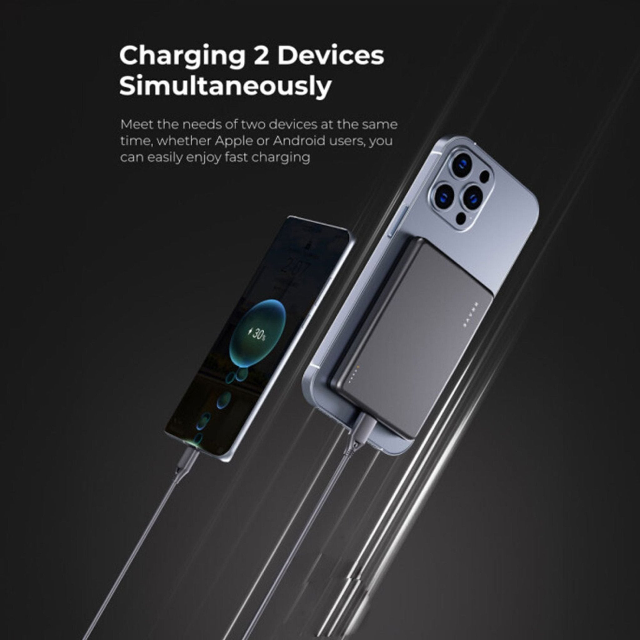 Brave Ultra Slim 5000mAh Magnetic Wireless Power Bank 20W With Stand - Black