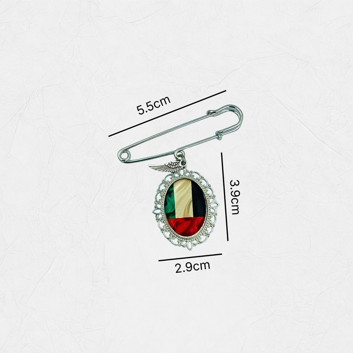 Brooch UAE Flag Pendant- Silver