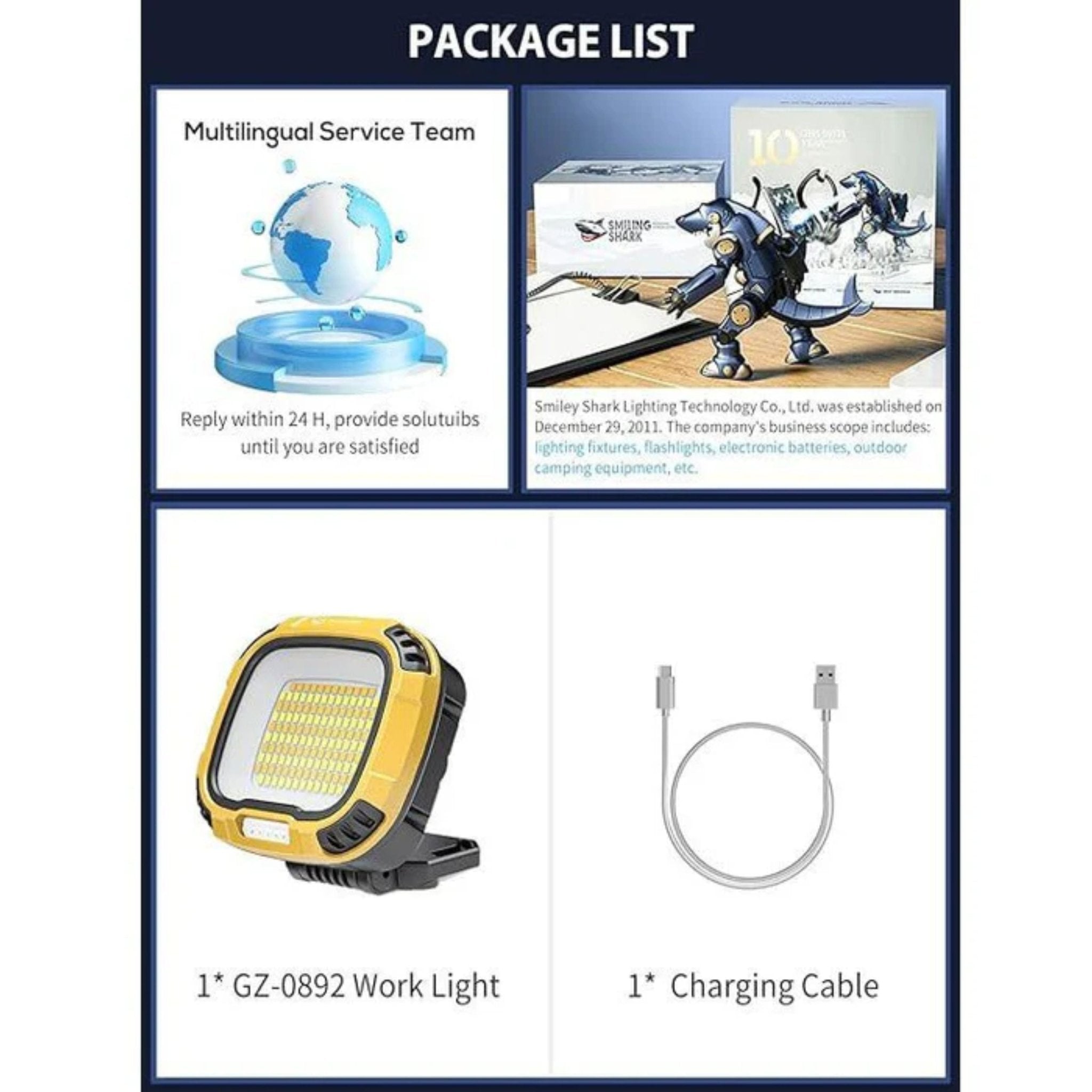 COB Rechargeable Multifunctional Work Light W891-2 - Yellow