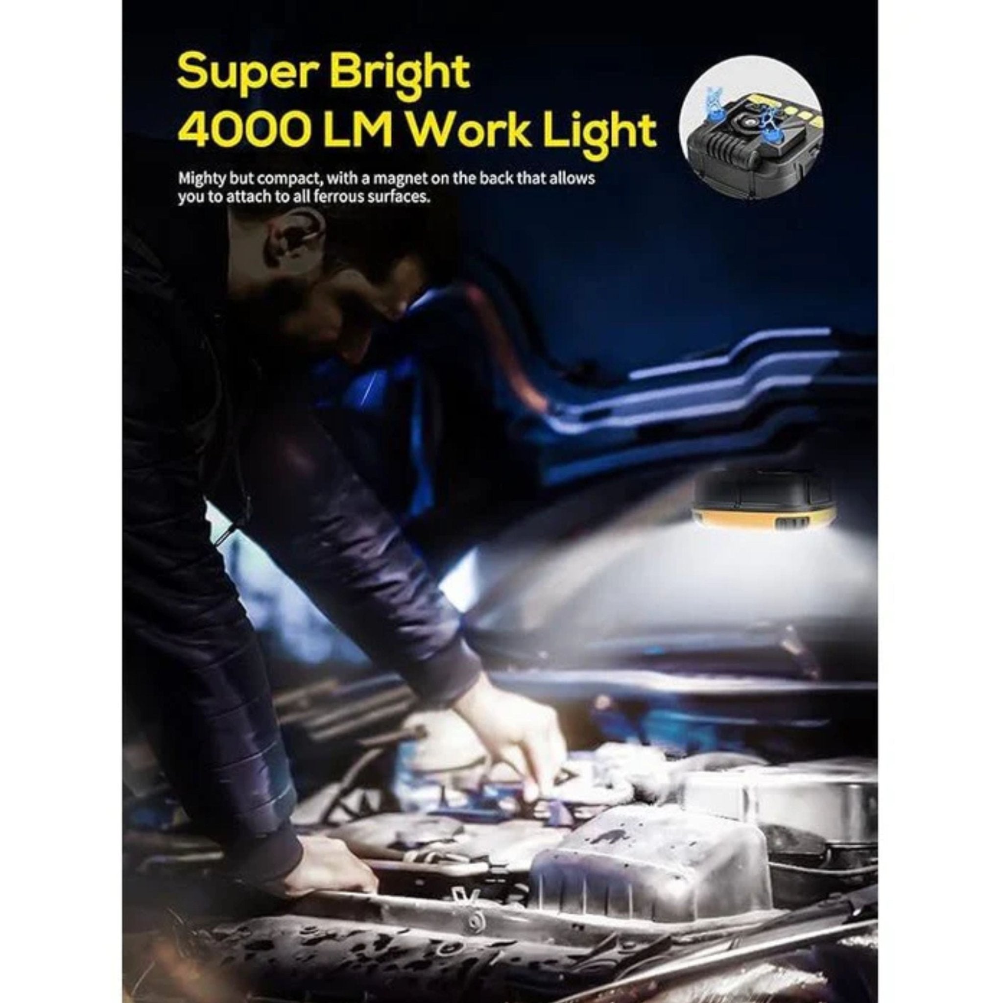 COB Rechargeable Multifunctional Work Light W891-2 - Yellow