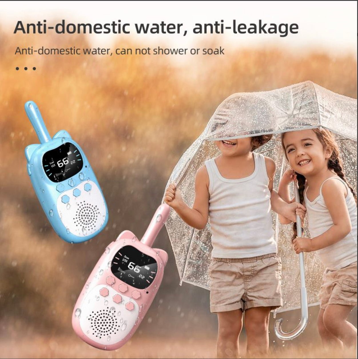 Children walkie talkie intercom blue and pink