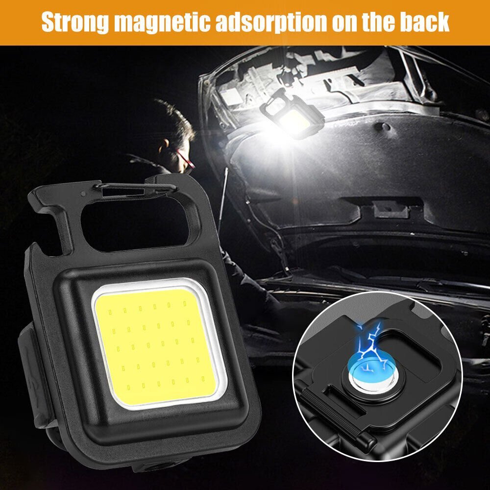 Cob Rechargeable Keychain Light - 2 - Black