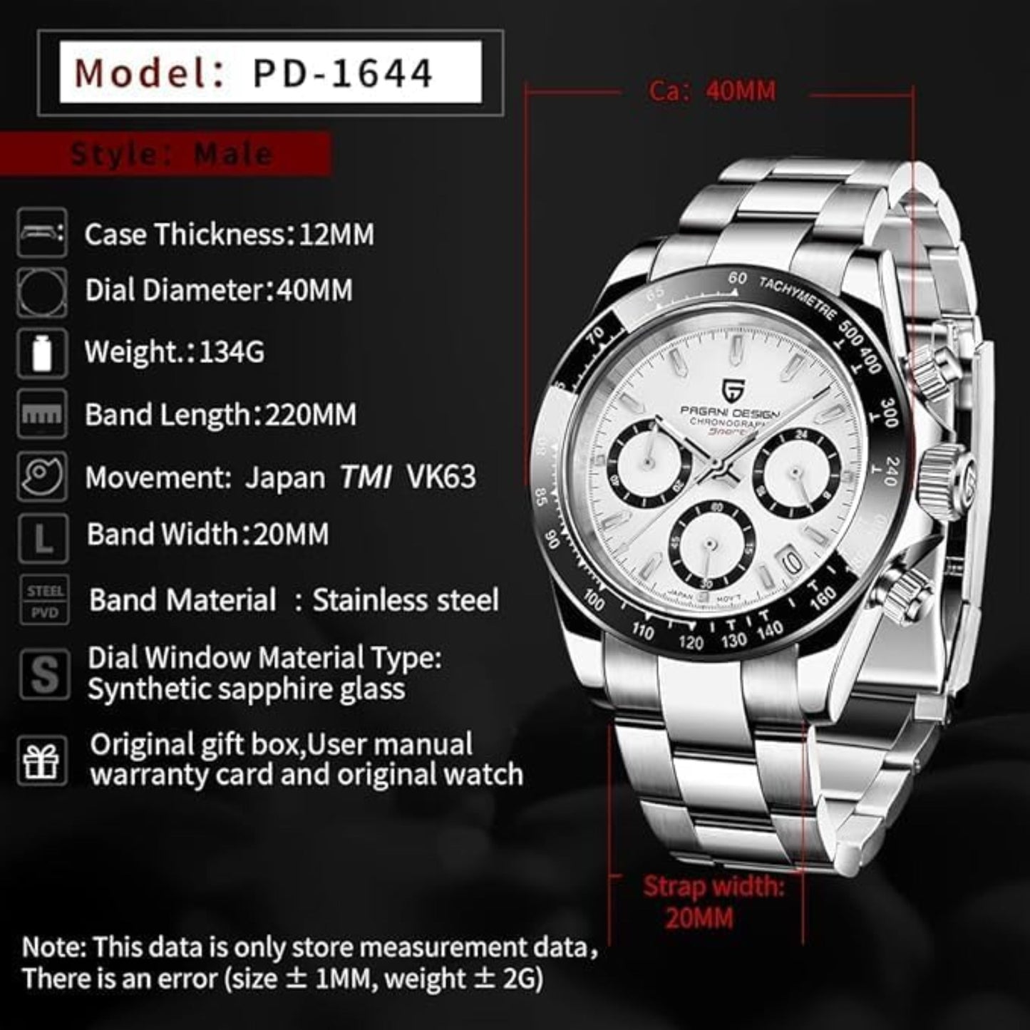 PAGANI DESIGN Men’s Chronograph Sport Watch – White