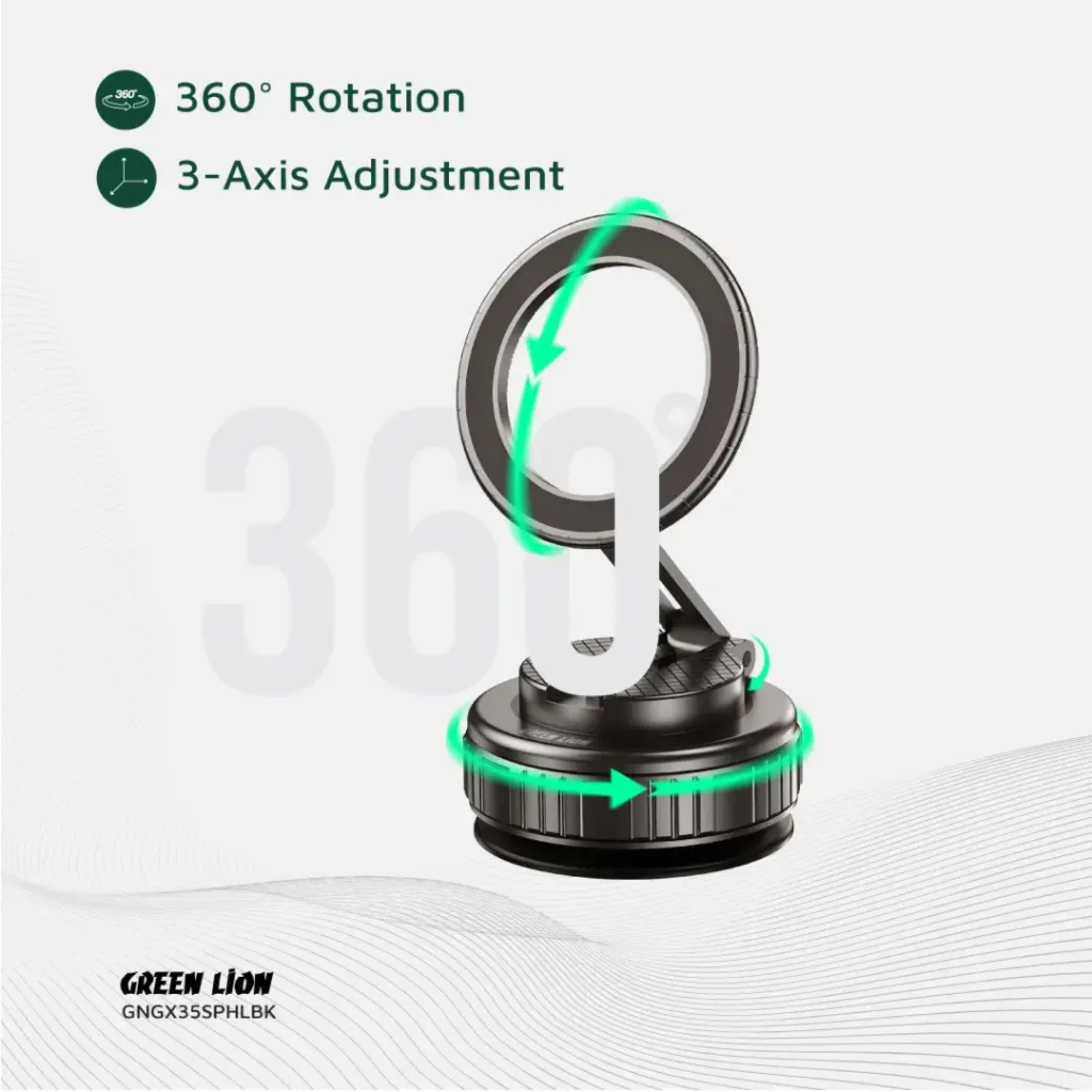 Green Lion GX-35 Suction Phone Holder - Black