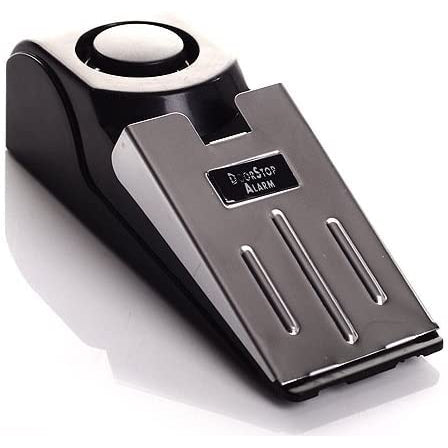 Door Stop Alarm - With Battery, Doorstop Safety Tools for Home - Black