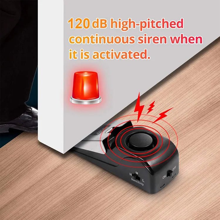 Door Stop Alarm - With Battery, Doorstop Safety Tools for Home - Black
