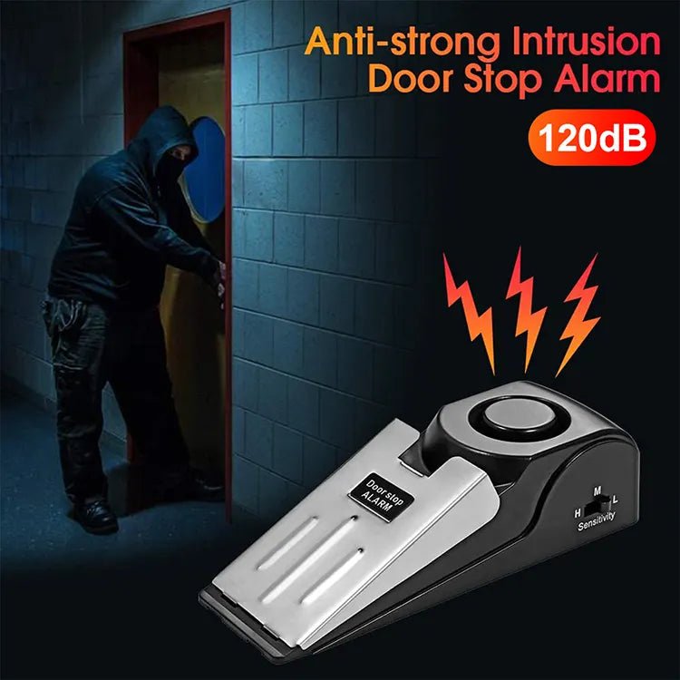 Door Stop Alarm - With Battery, Doorstop Safety Tools for Home - Black