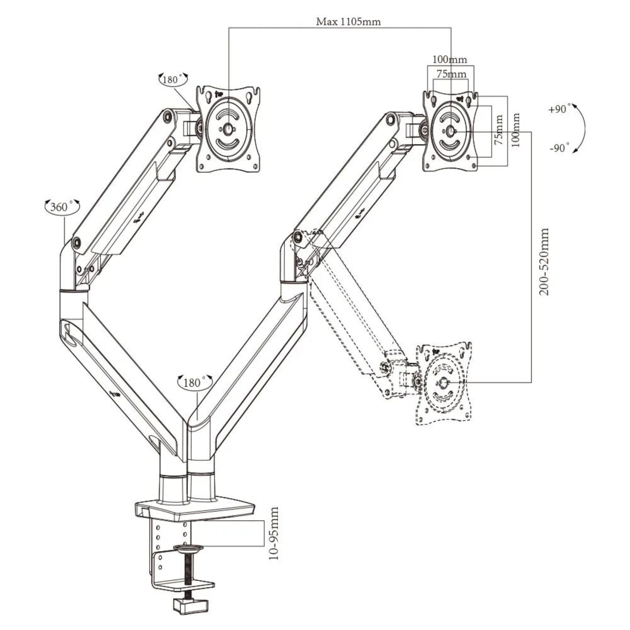Dual Monitor Desk Mount M10 - 24