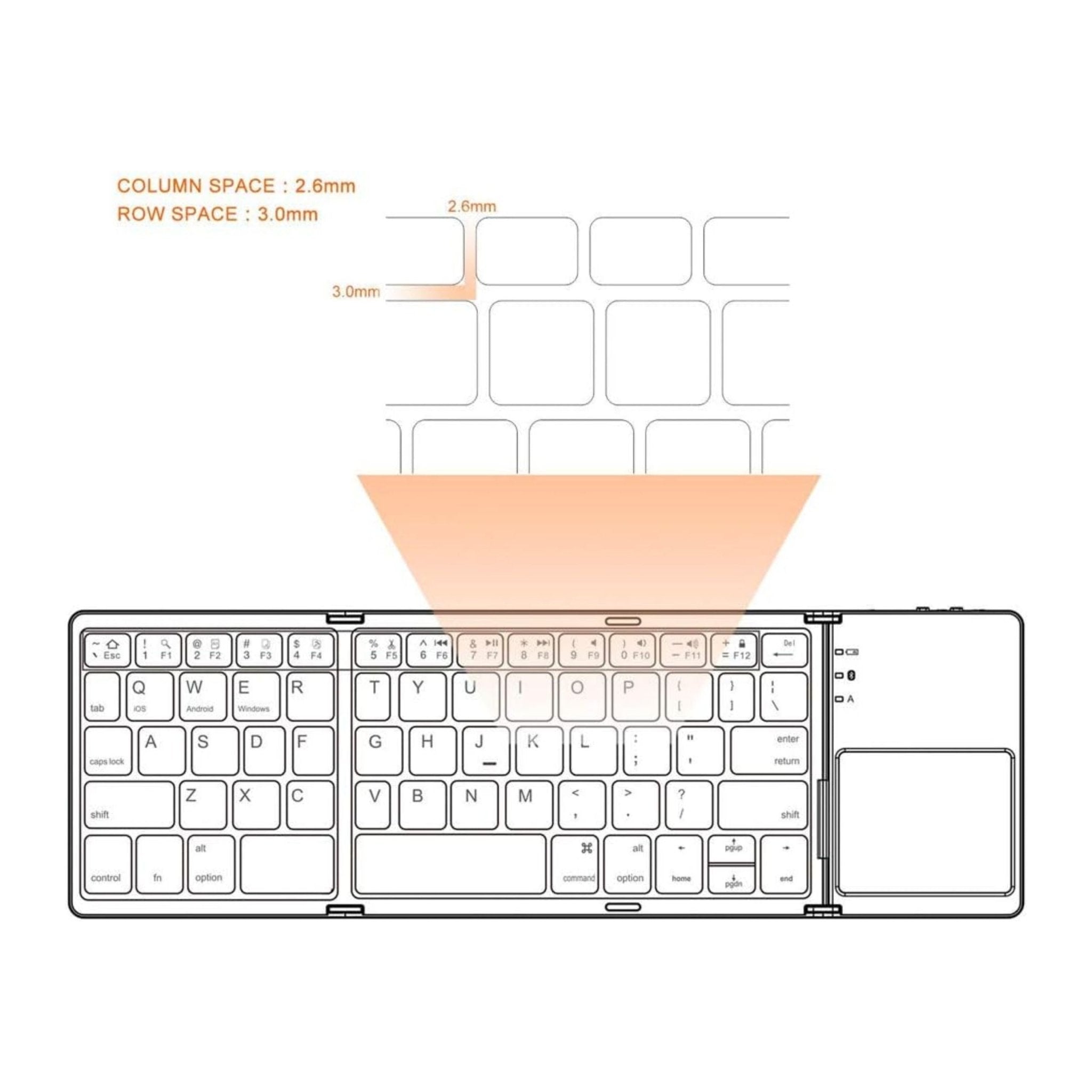 Foldable Bluetooth Keyboard With Touchpad B033 - Black