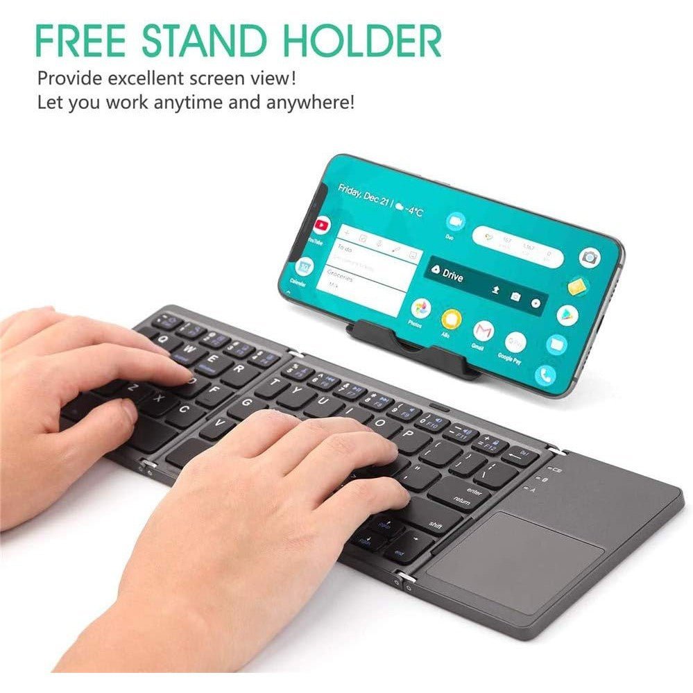 Foldable Bluetooth Keyboard With Touchpad B033 - Black