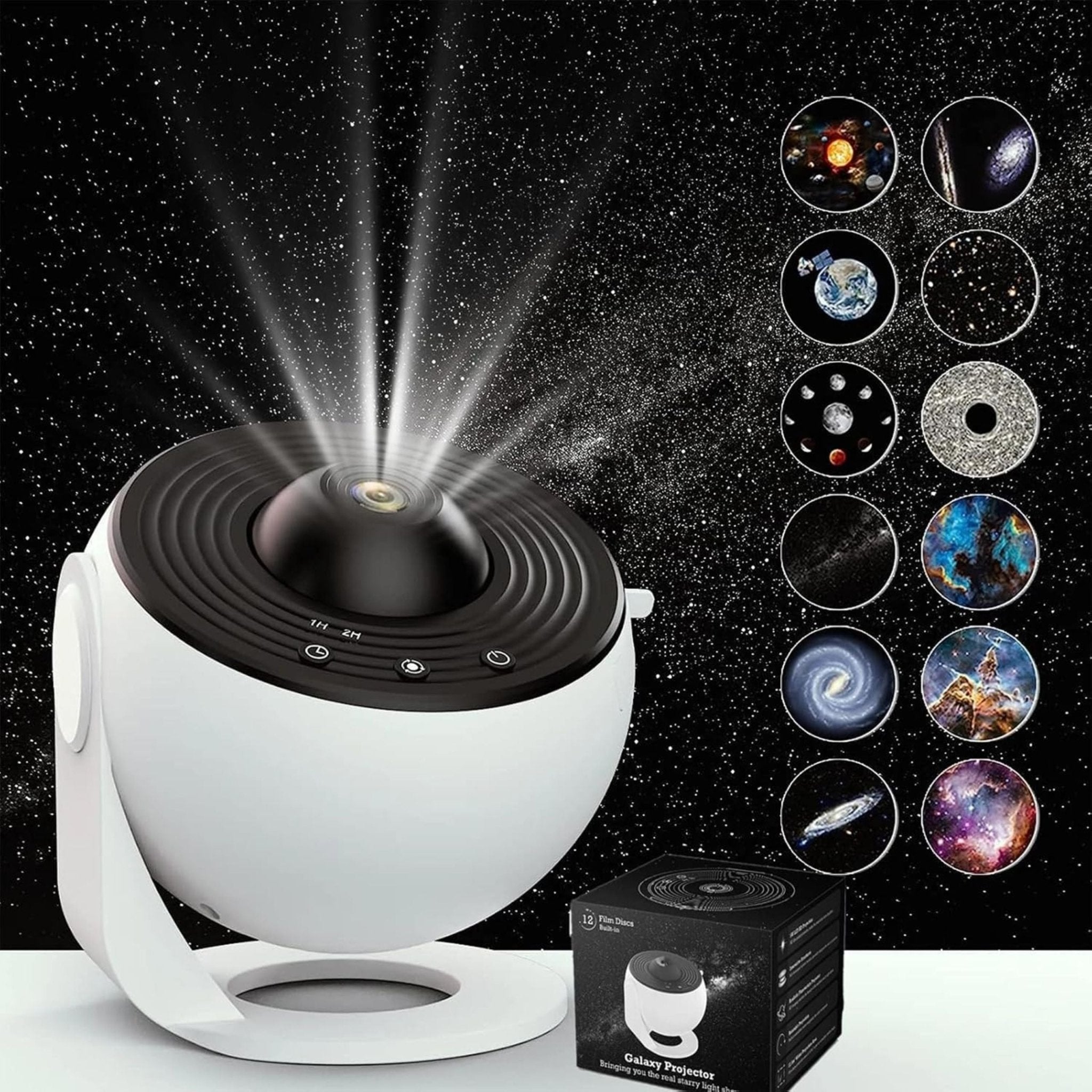 Galaxy Projector Built-in 12 Film Discs - White