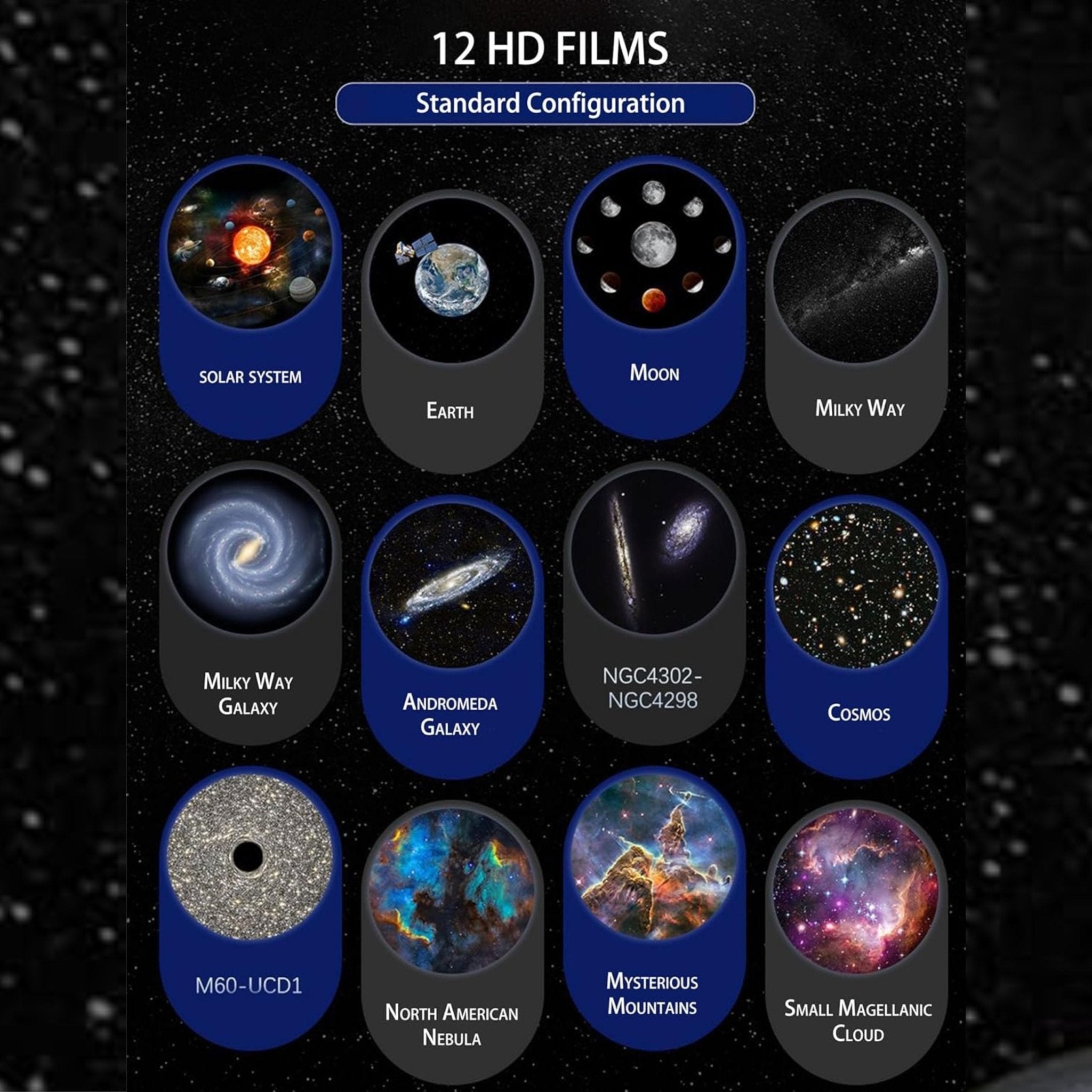 Galaxy Projector Built-in 12 Film Discs - White