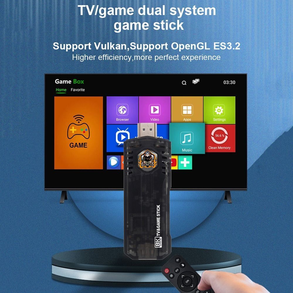 Game Box 8k Ultra HD Set-Top Box Android TV+Dual System Retro Game Stick - Black
