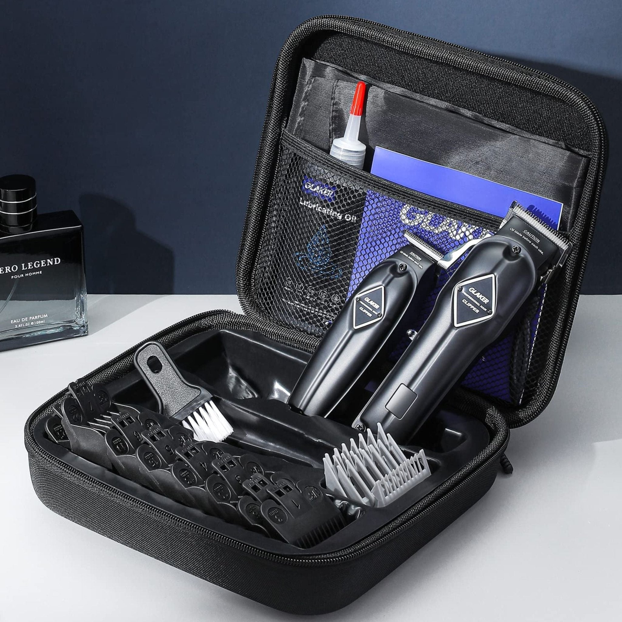 Glaker Professional Hair Clipper and Outline Trimmer Kit K11S + I3F - Black