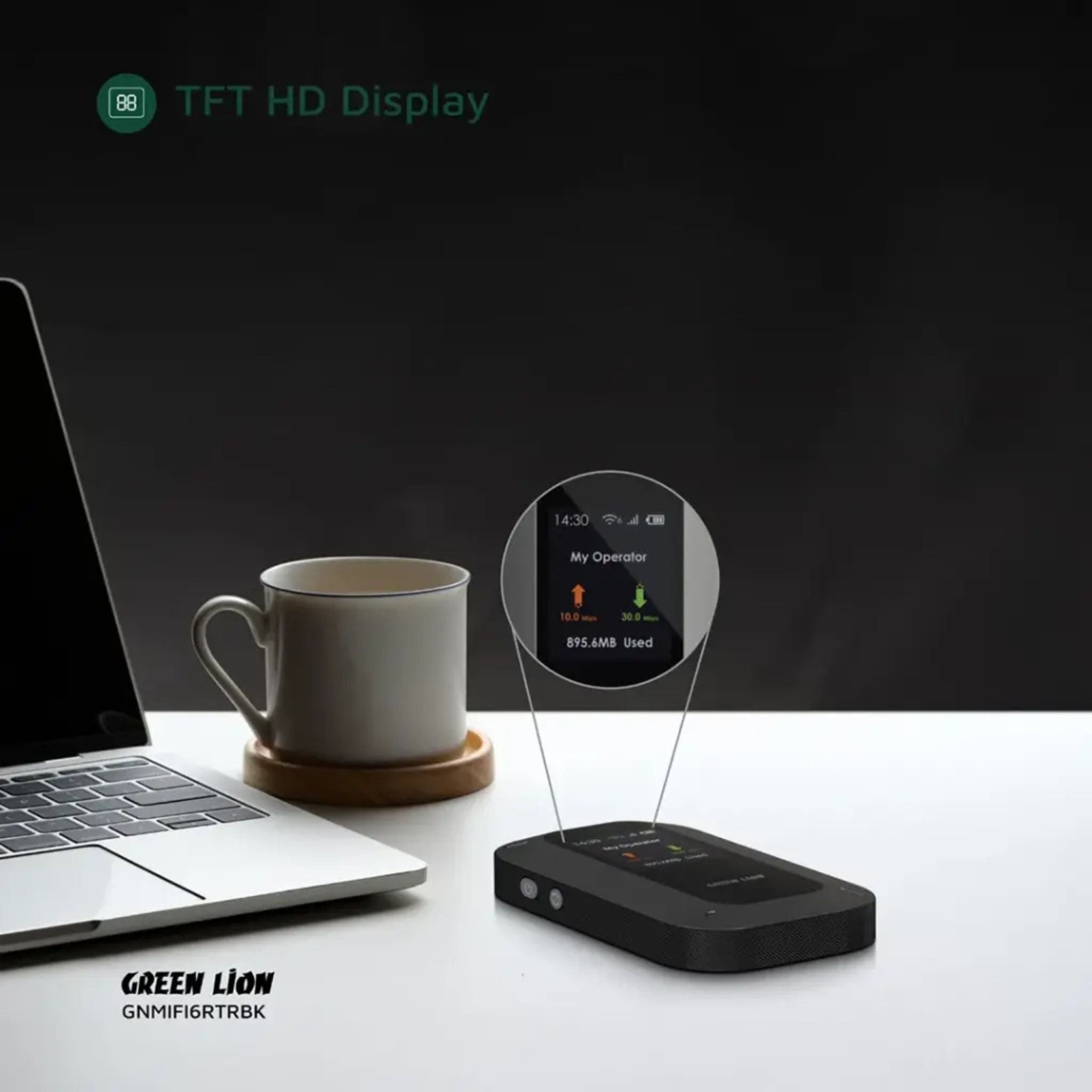 Green Line Mifi Portable Router WiFi 6 4G LTE - Black