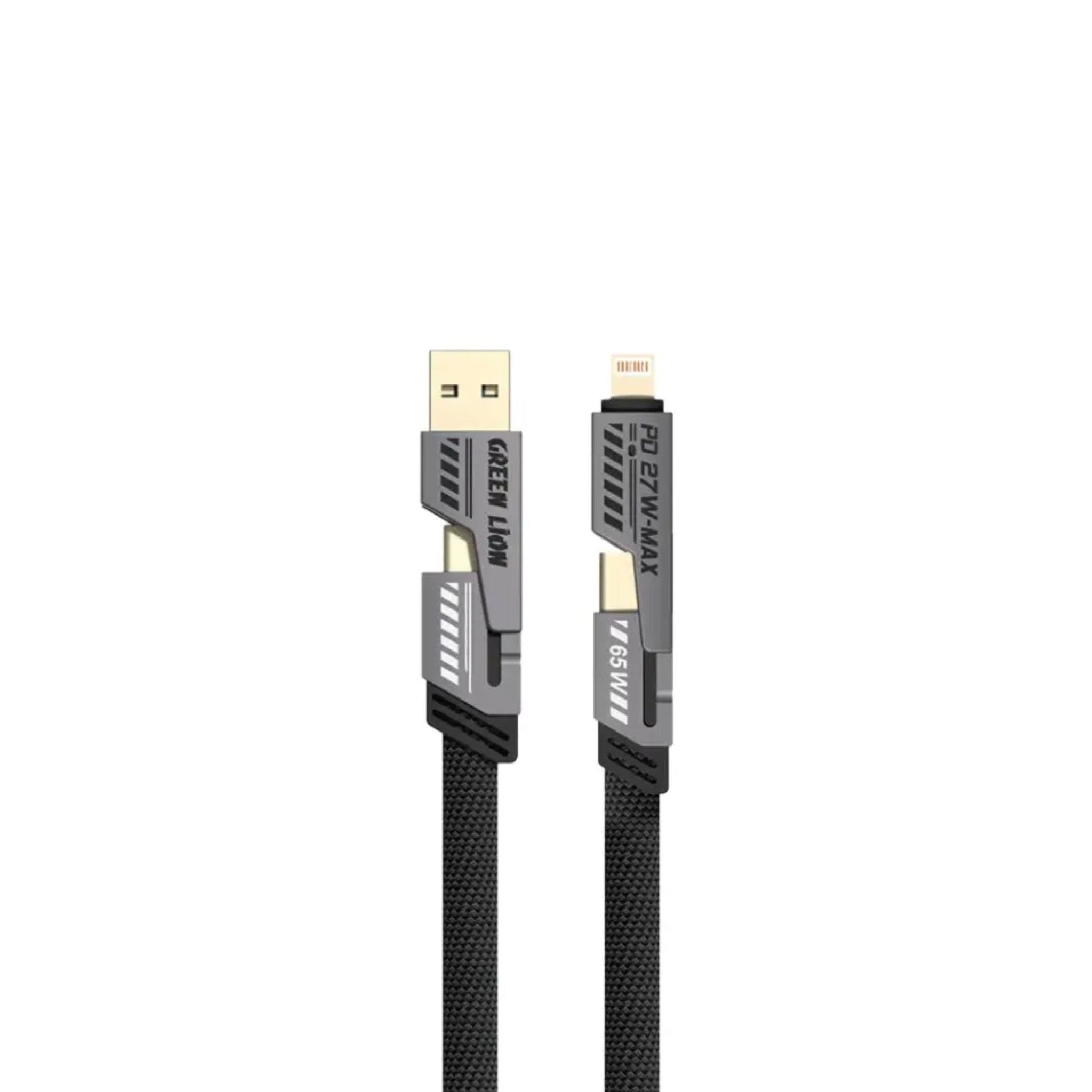 Green Lion 2 in 2 Braided Cable C to C+Lightning and A to C+Lightning 1.2m 65W