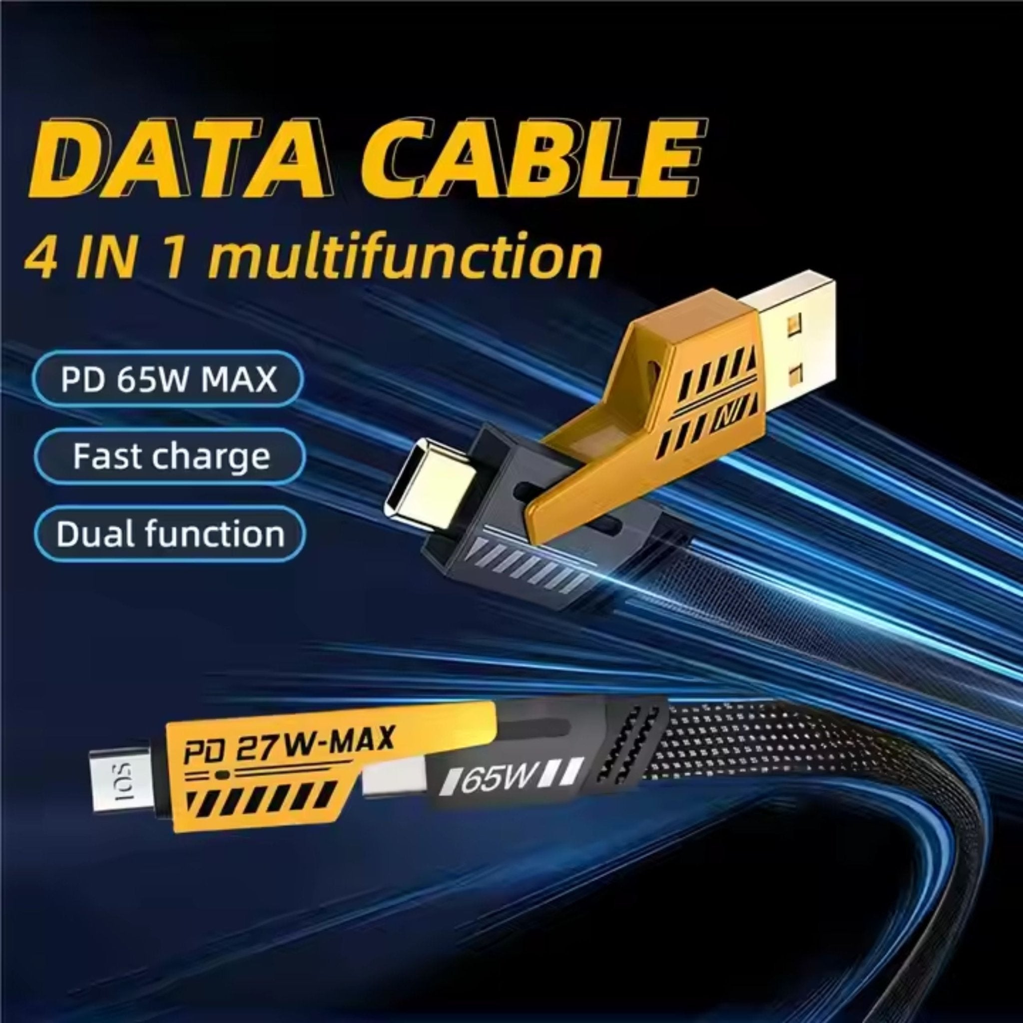 Green Lion 2 in 2 Braided Cable C to C+Lightning and A to C+Lightning 1.2m 65W