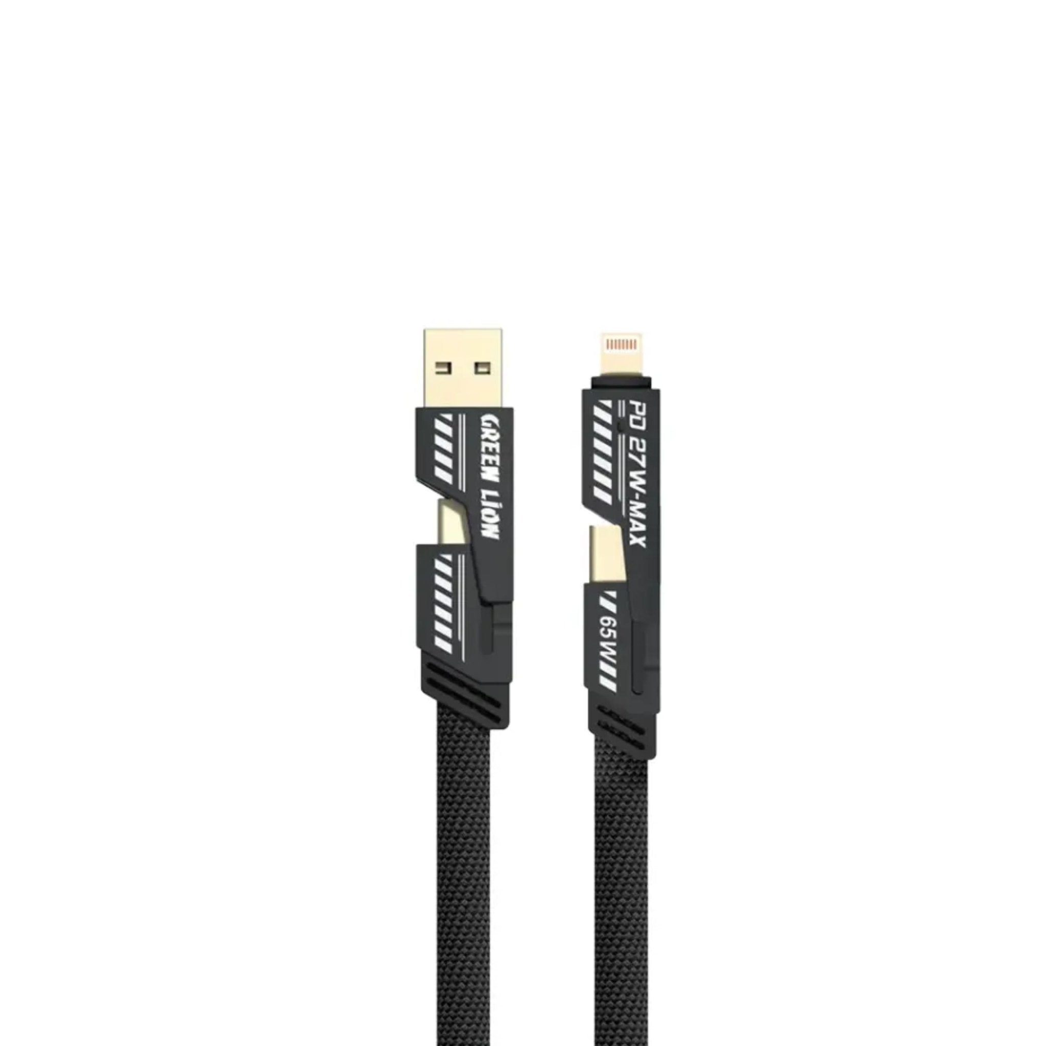 Green Lion 2 in 2 Braided Cable C to C+Lightning and A to C+Lightning 1.2m 65W