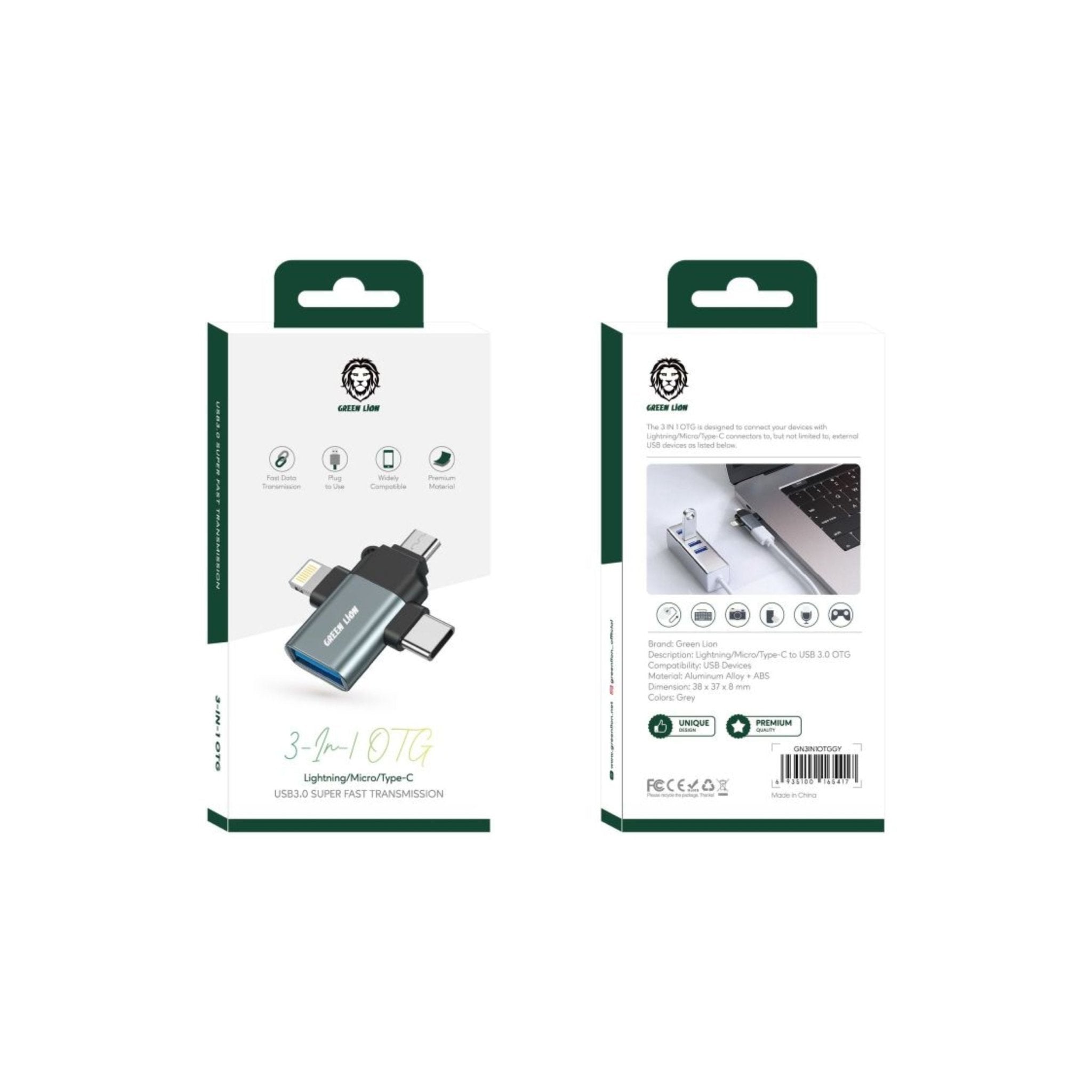 Green Lion 3 in 1 OTG - Gray