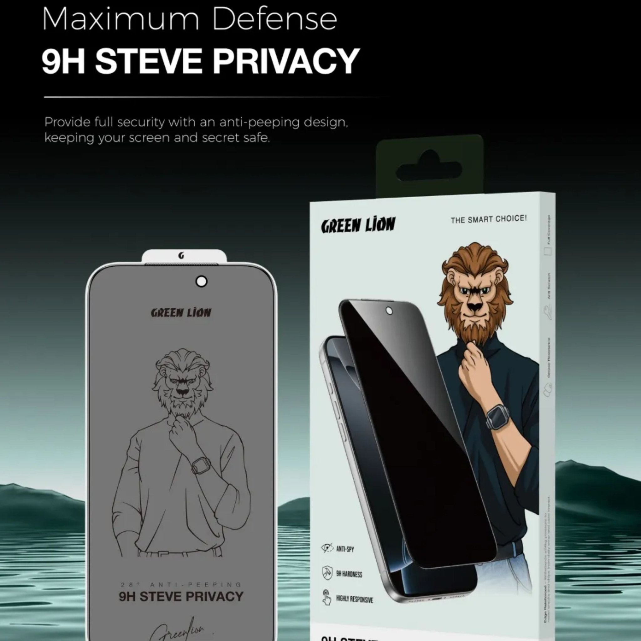 Green Lion 9H Steve Privacy Anti-Peeping Glass for iPhone 17 Series