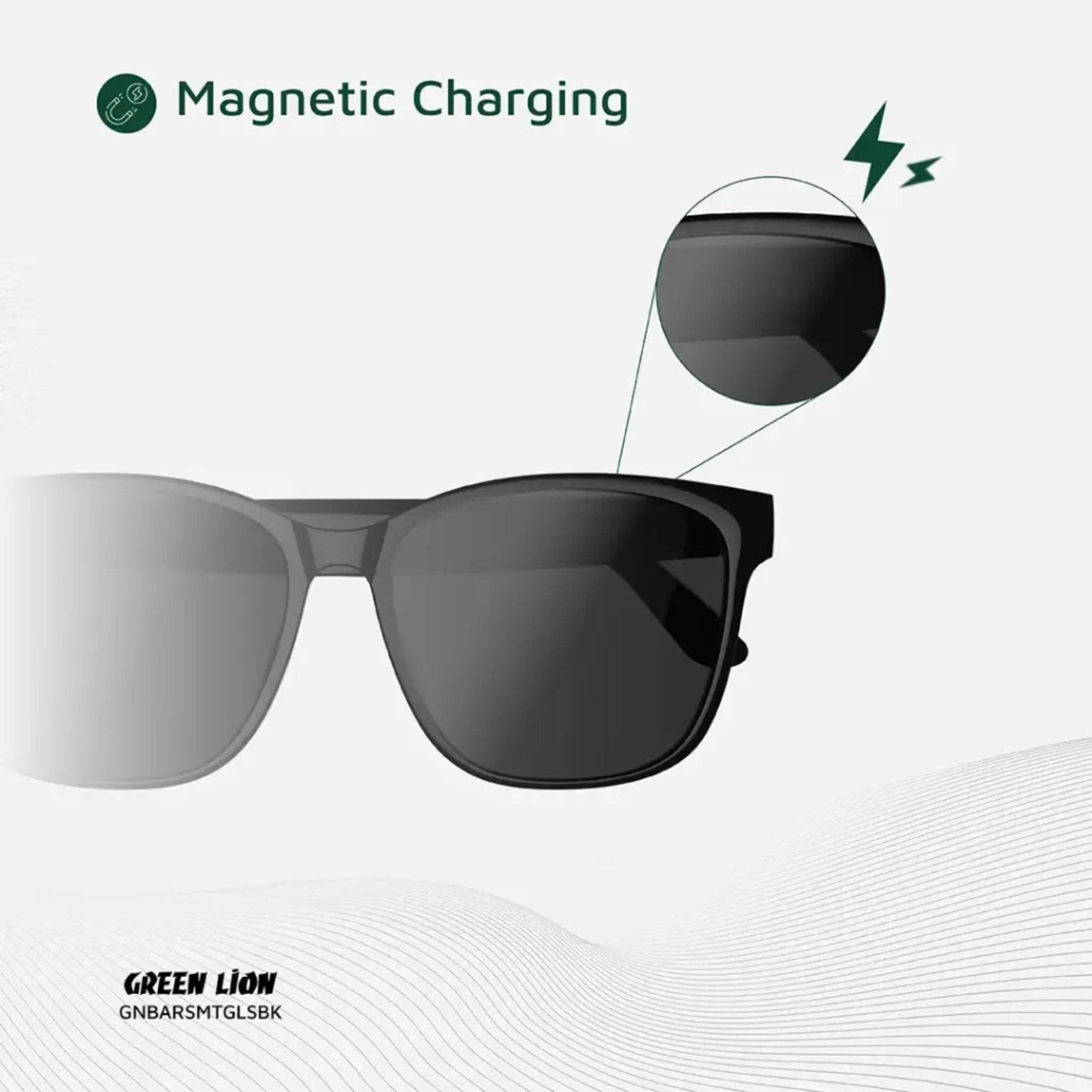 Green Lion Barcelona UV400 Protection Smart Glasses - Black