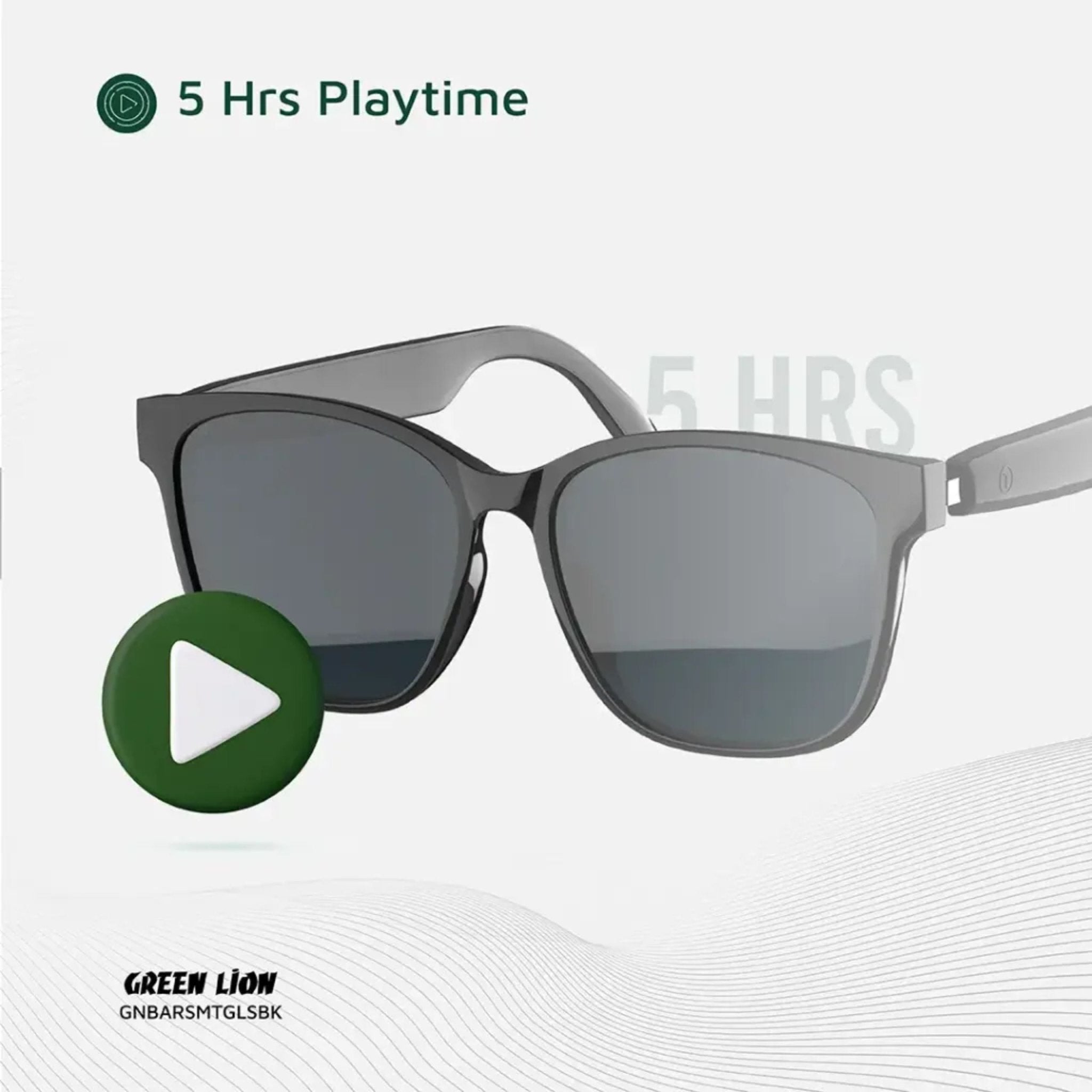 Green Lion Barcelona UV400 Protection Smart Glasses - Black