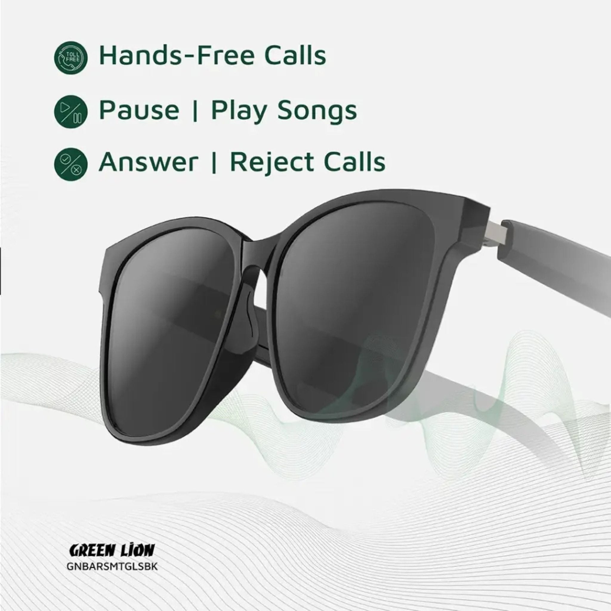 Green Lion Barcelona UV400 Protection Smart Glasses - Black