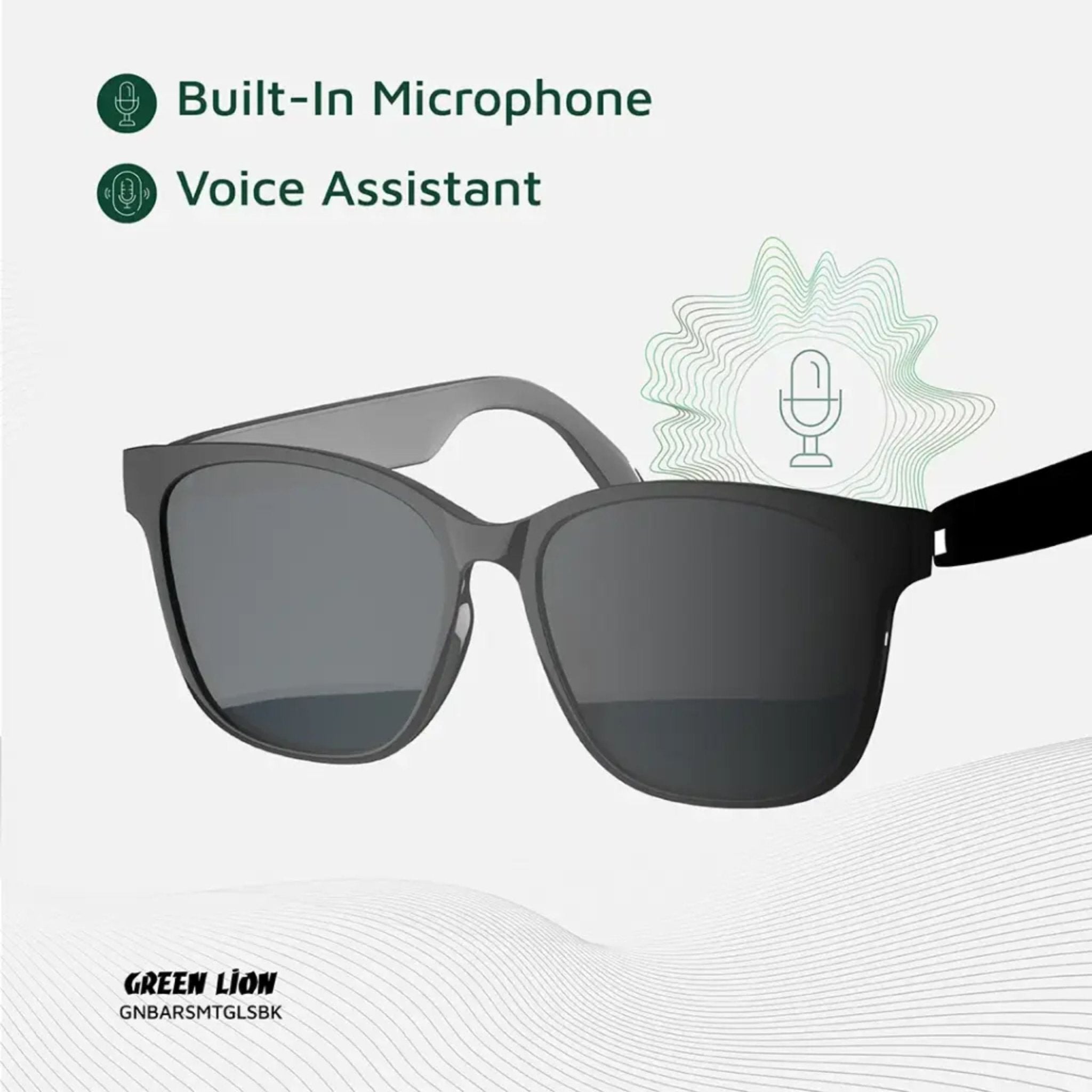 Green Lion Barcelona UV400 Protection Smart Glasses - Black