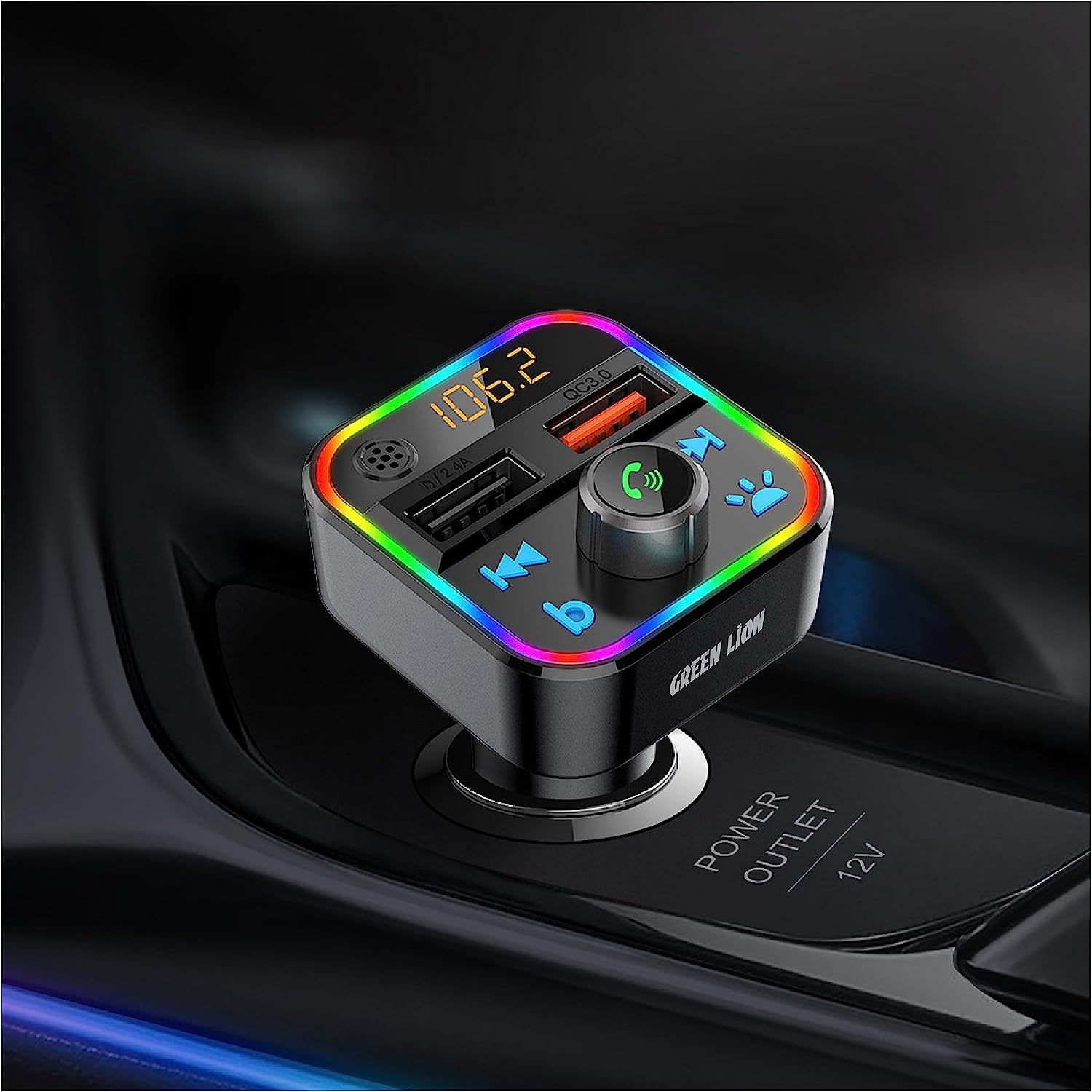 Green Lion Car FM Transmitter Kit 30W - Black