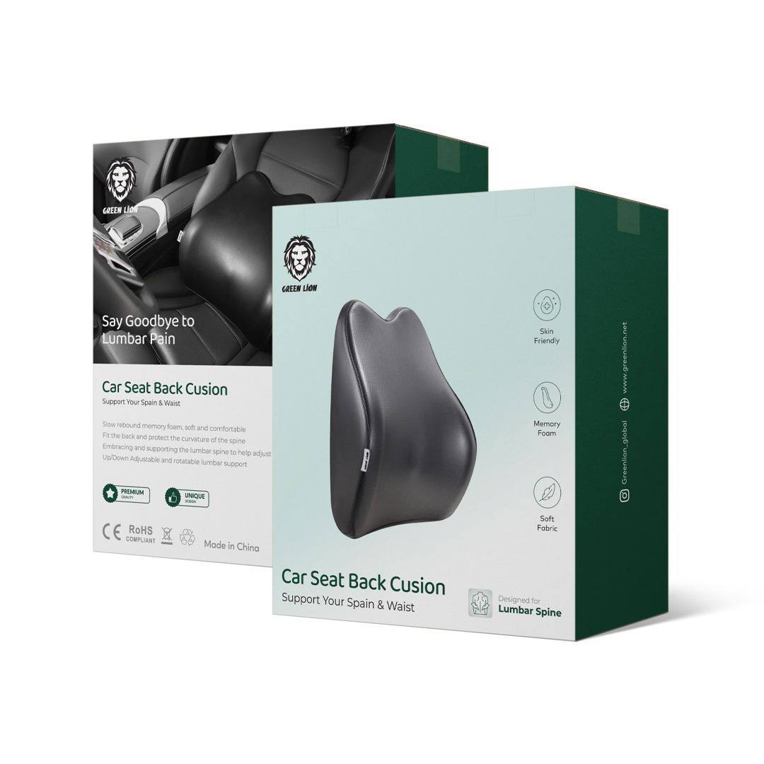 Green Lion Car Seat Back Cusion -Black