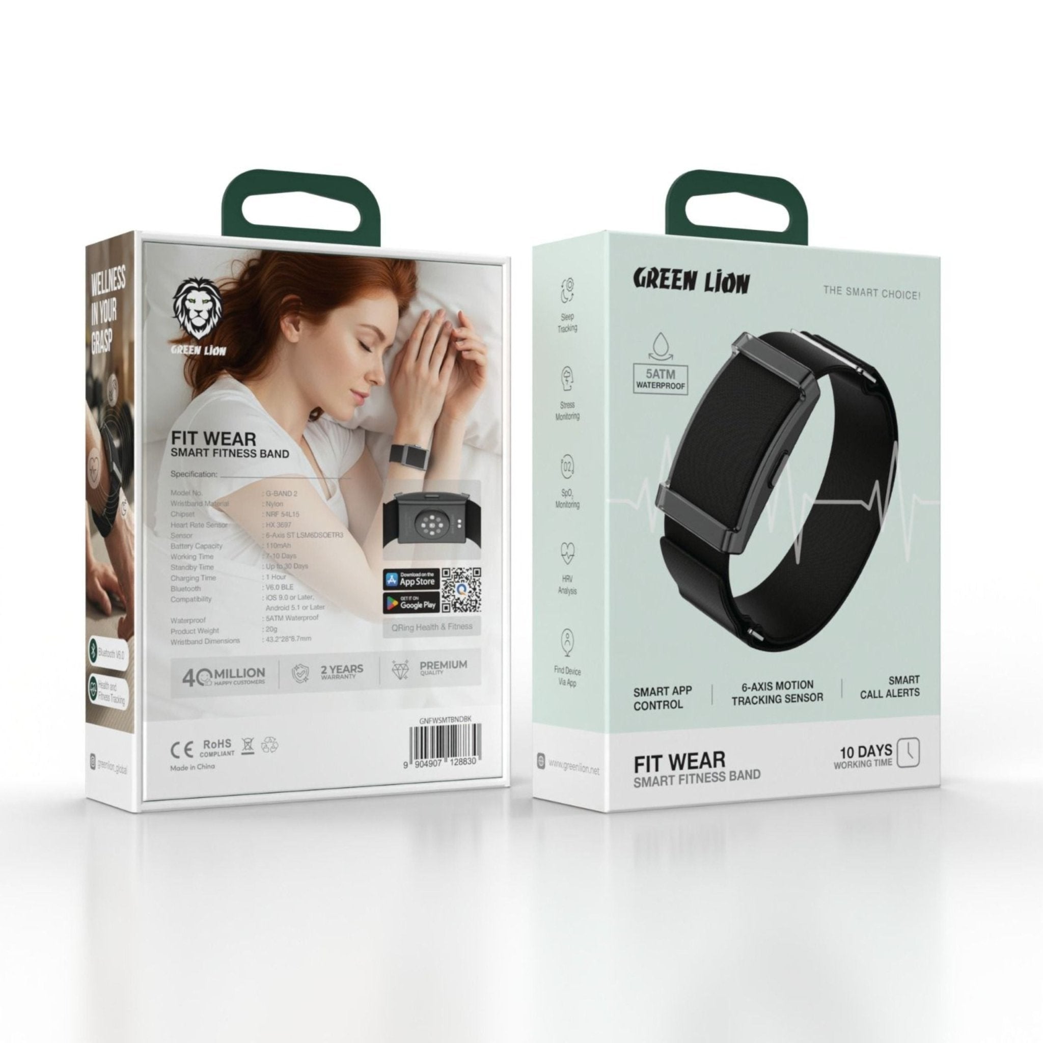 Green Lion Fit Wear Smart Fitness Band - Black