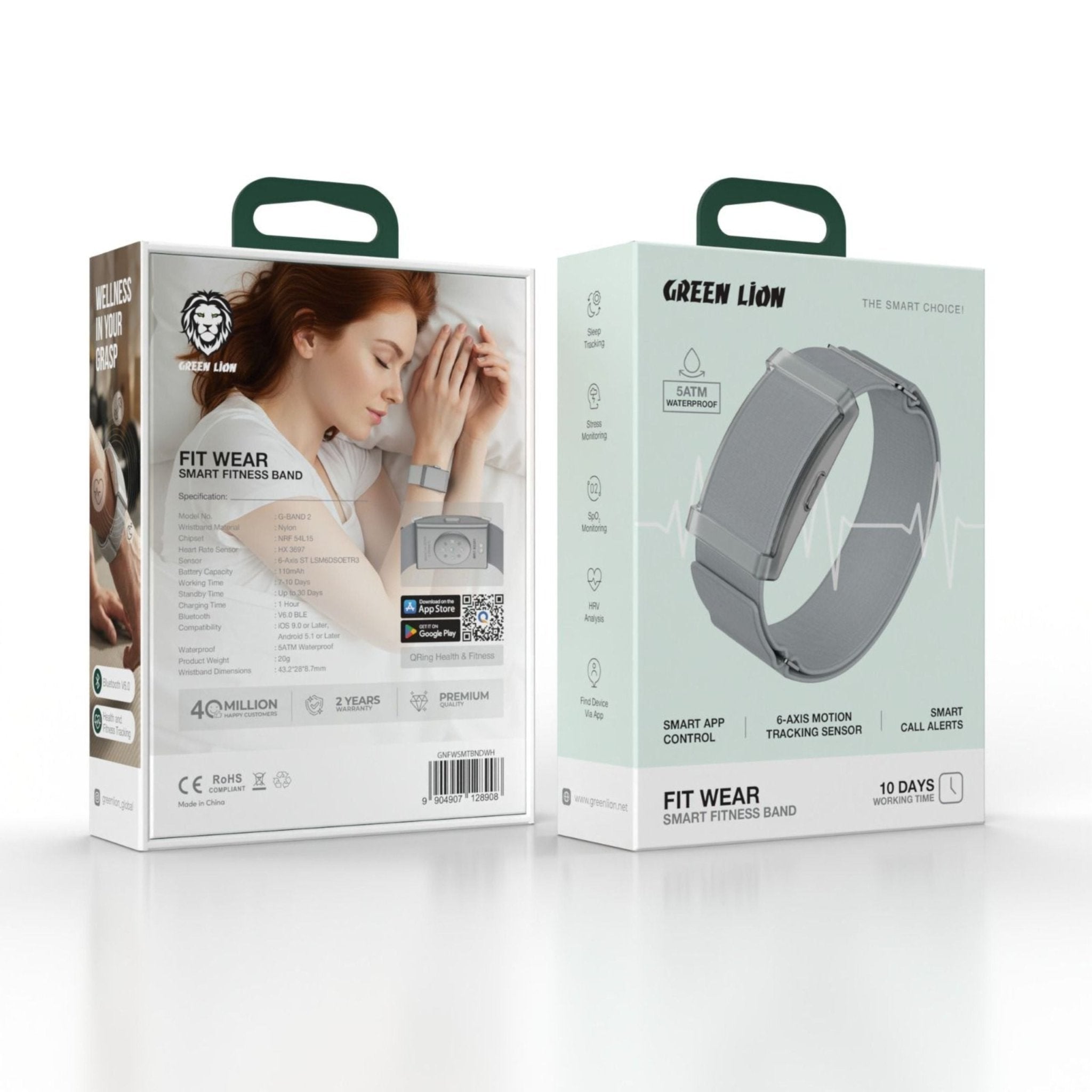 Green Lion Fit Wear Smart Fitness Band - White