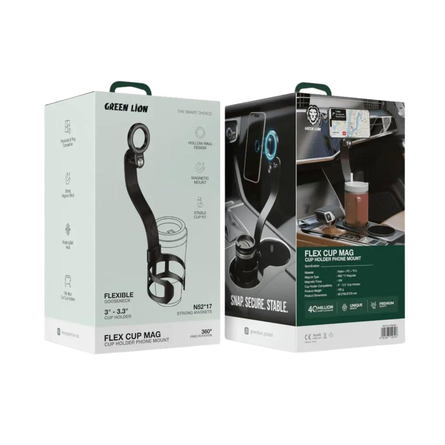 Green Lion Flex Cup Mag Cup Holder Phone Mount - Black