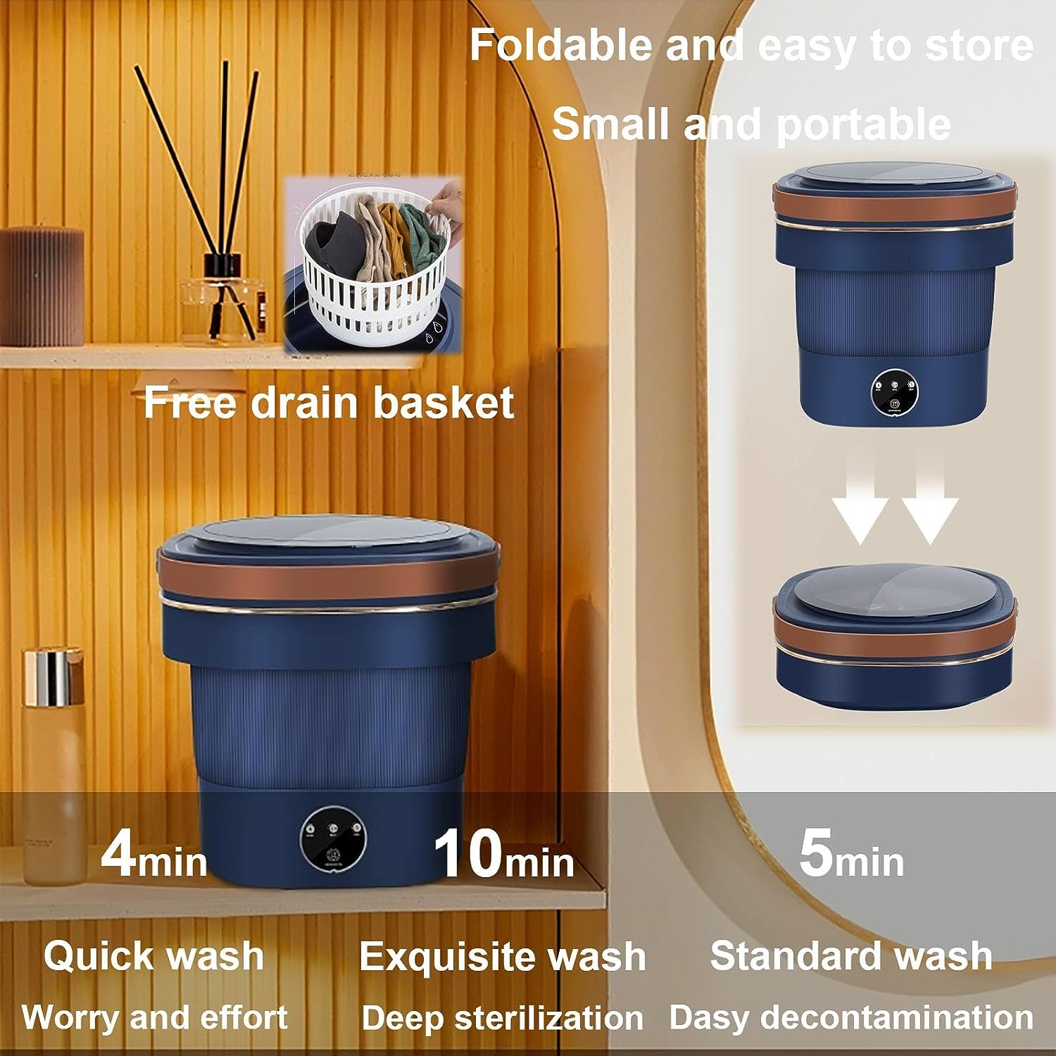 Green Lion Foldable Mini Washing Machine 9L 60W - Dark Blue