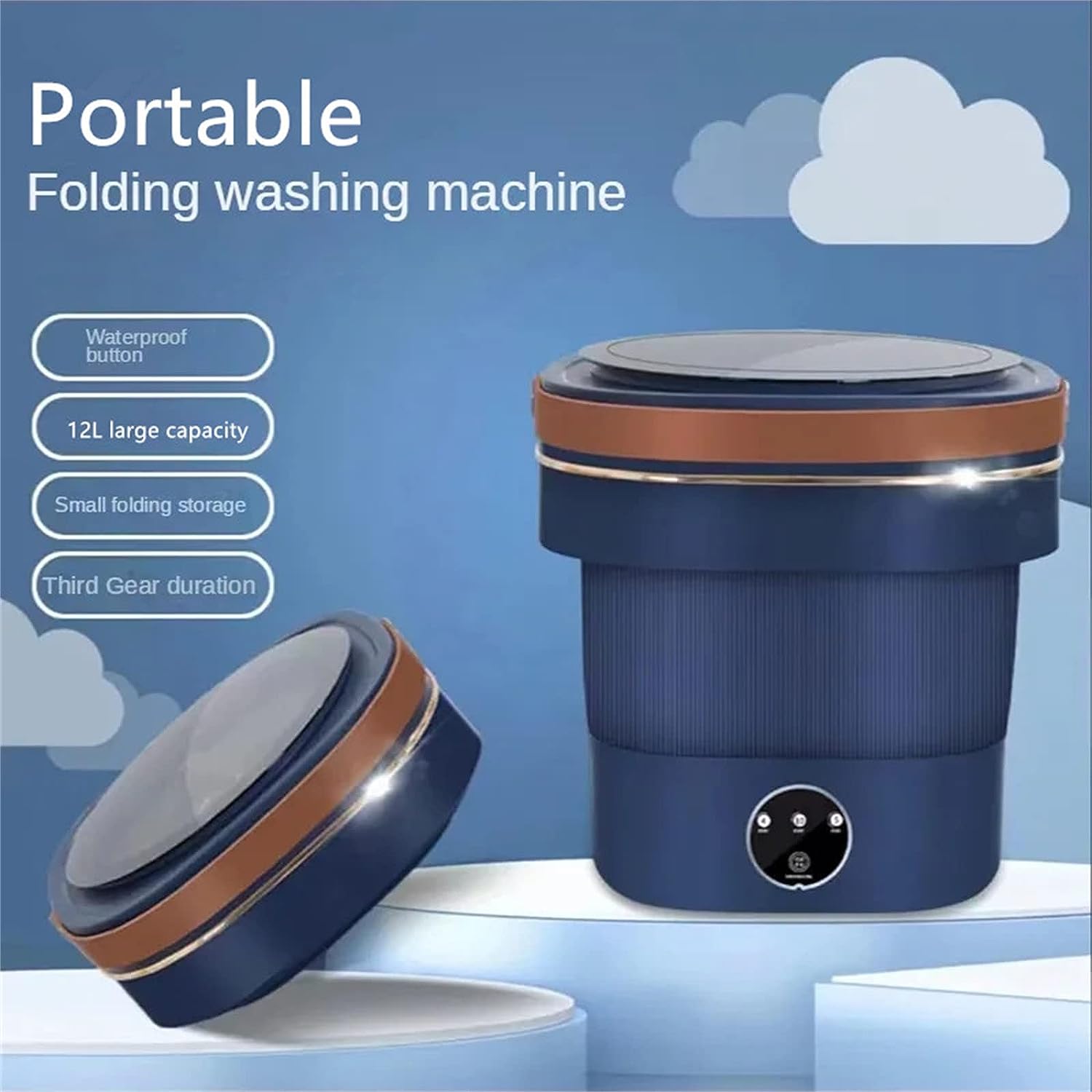 Green Lion Foldable Mini Washing Machine 9L 60W - Dark Blue