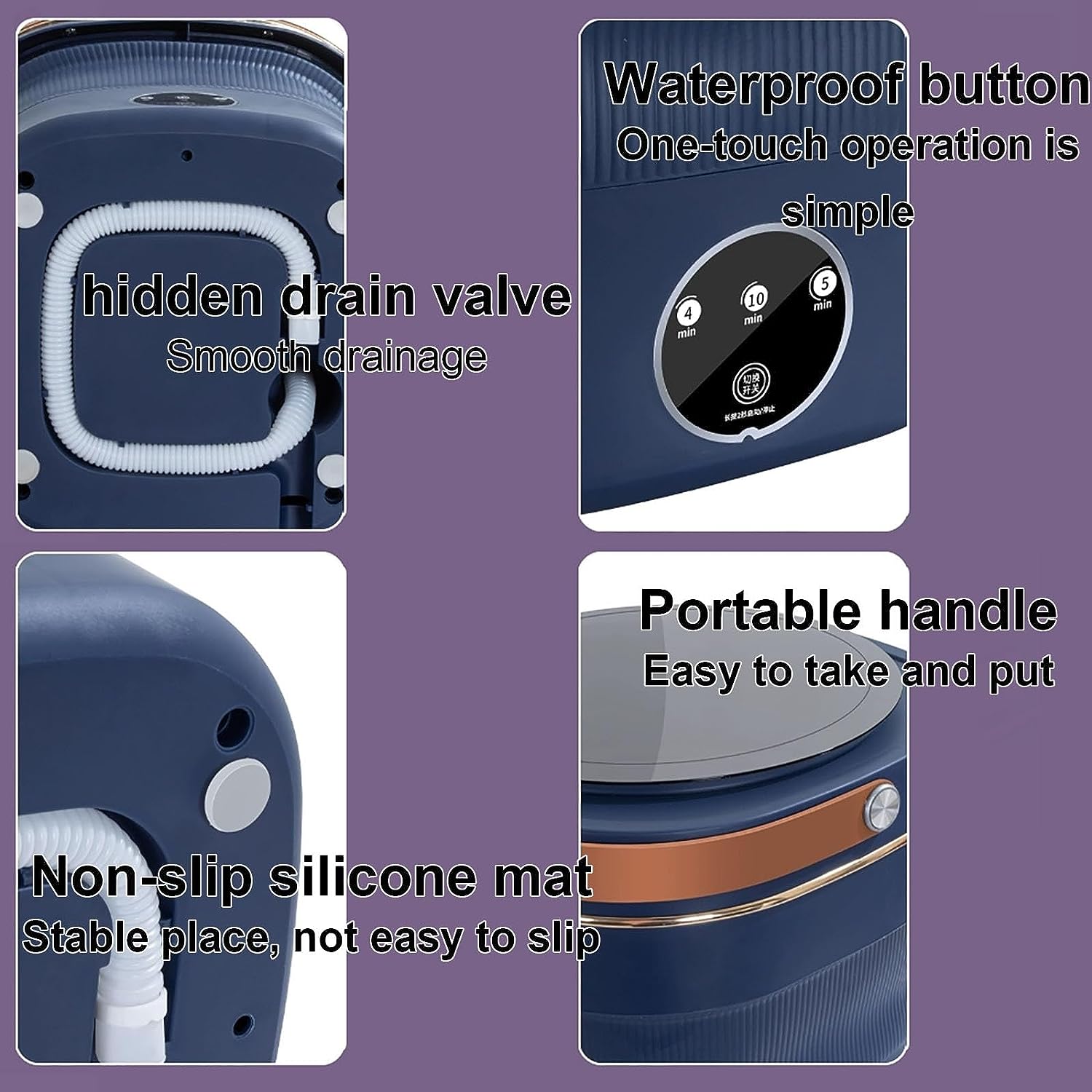 Green Lion Foldable Mini Washing Machine 9L 60W - Dark Blue
