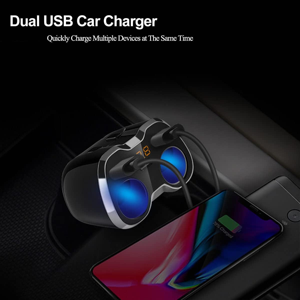 Green Lion Multi-Port Car Charger Adapter 120W - Black